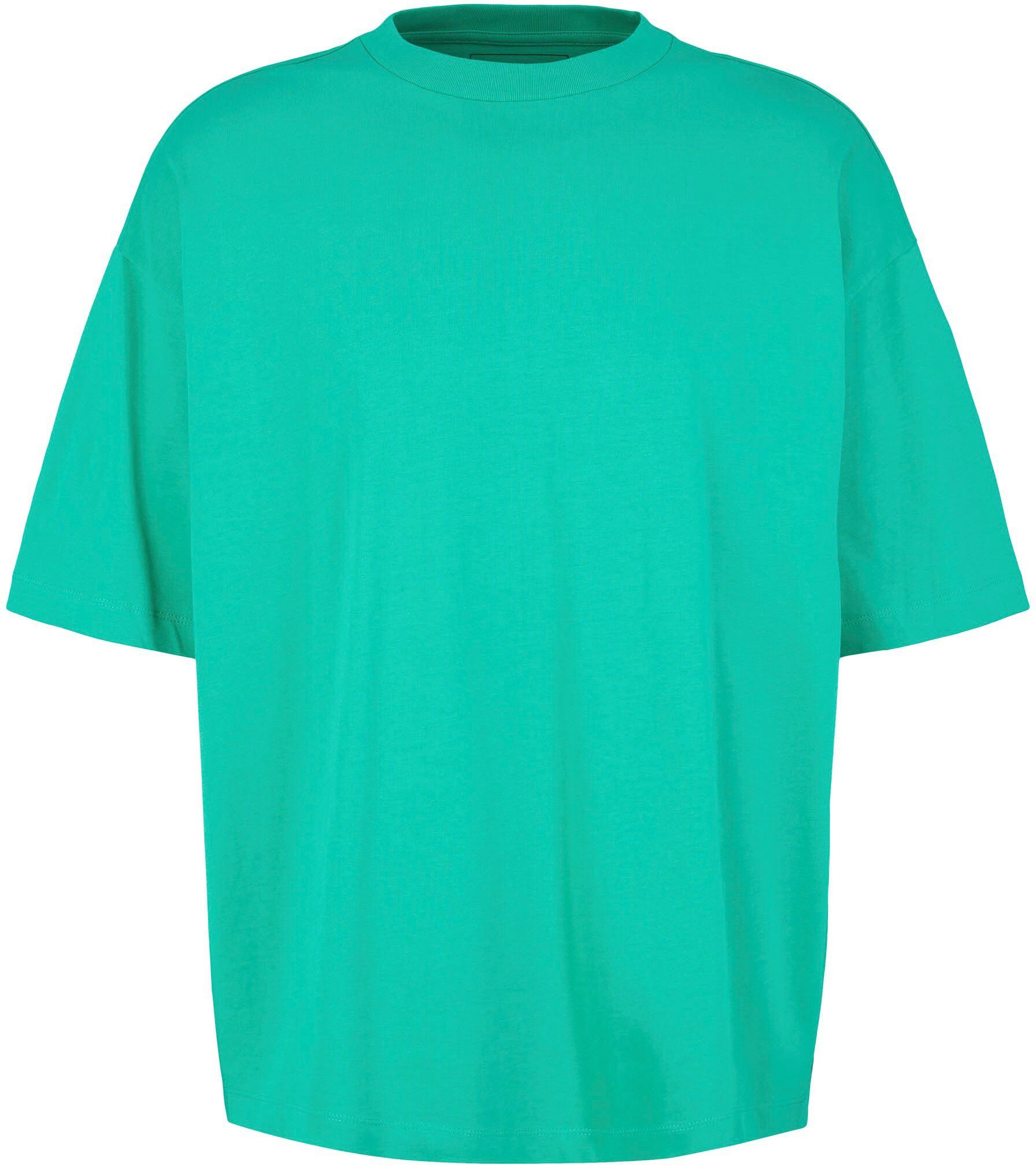 mit Denim Oversize-Shirt Rundhalsausschnitt TAILOR TOM grün
