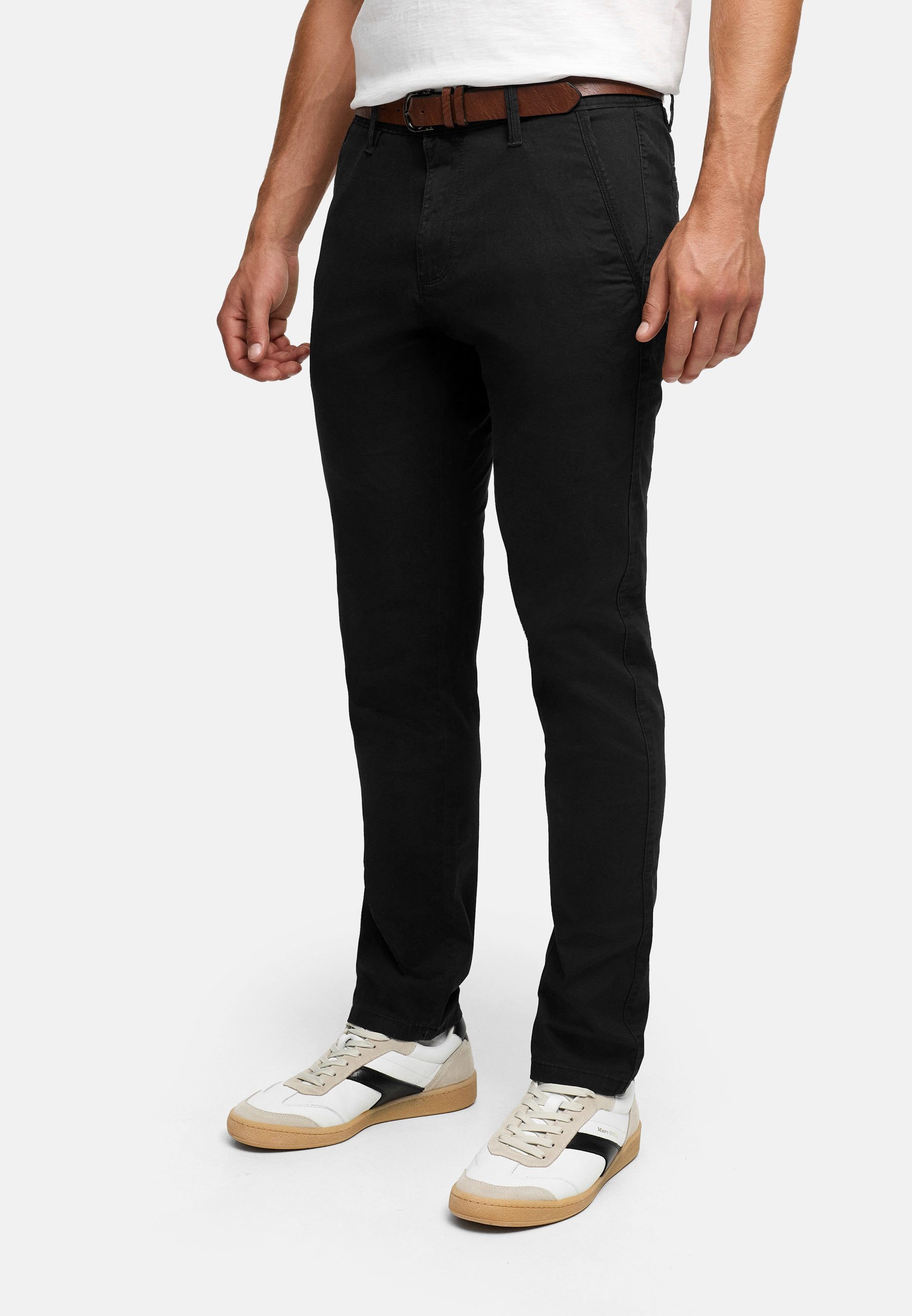 Indicode Chinohose Herren INPilli Regular-Fit Baumwollhose mit schmaler Passform mit praktischem, integriertem Gürtel