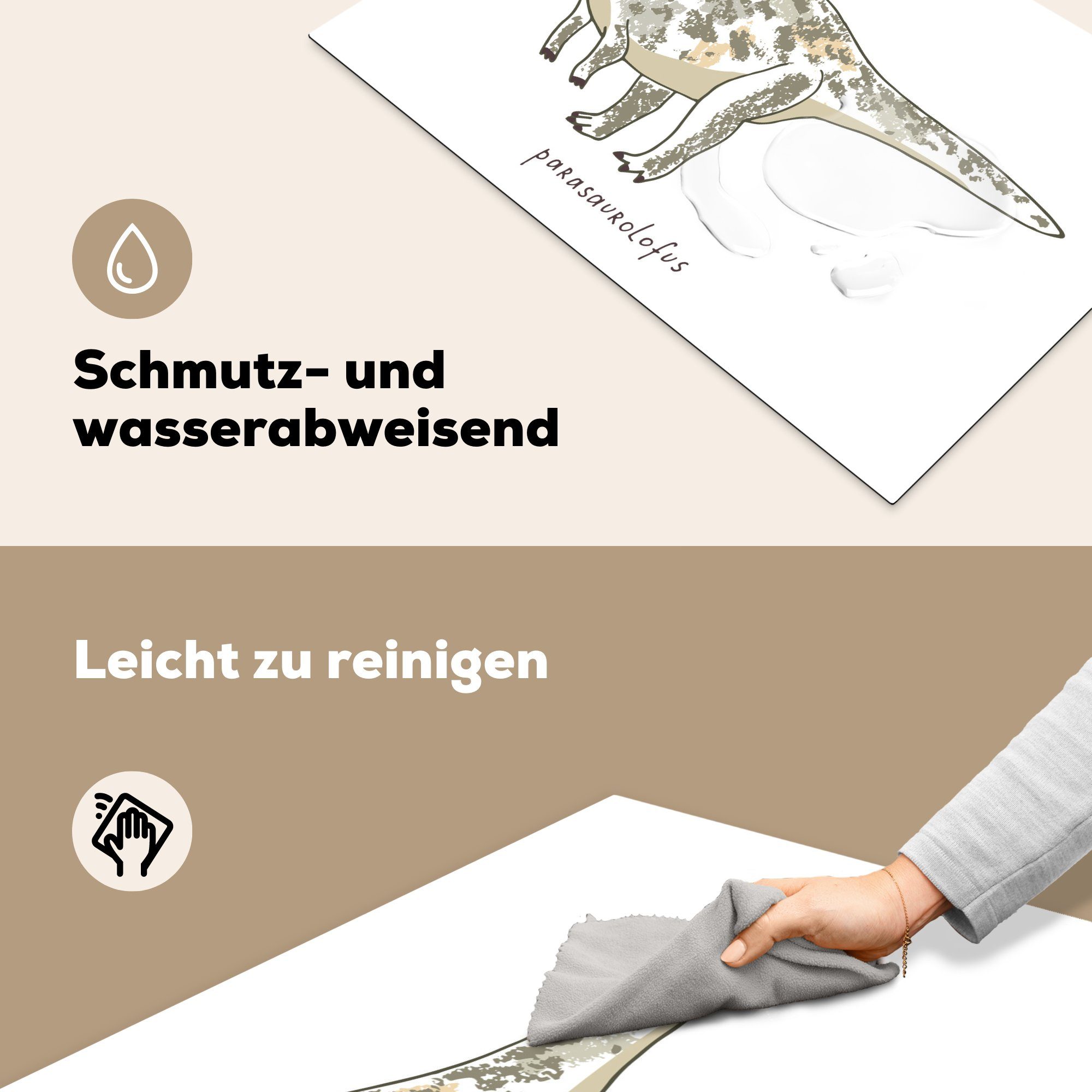 Mädchen für Vinyl, tlg), Schutz die küche, - Jungen MuchoWow Kind, Kinderzimmer - Parasaurolofus Dinosaurier cm, - - Herdblende-/Abdeckplatte Induktionskochfeld (1 Ceranfeldabdeckung 81x52 -