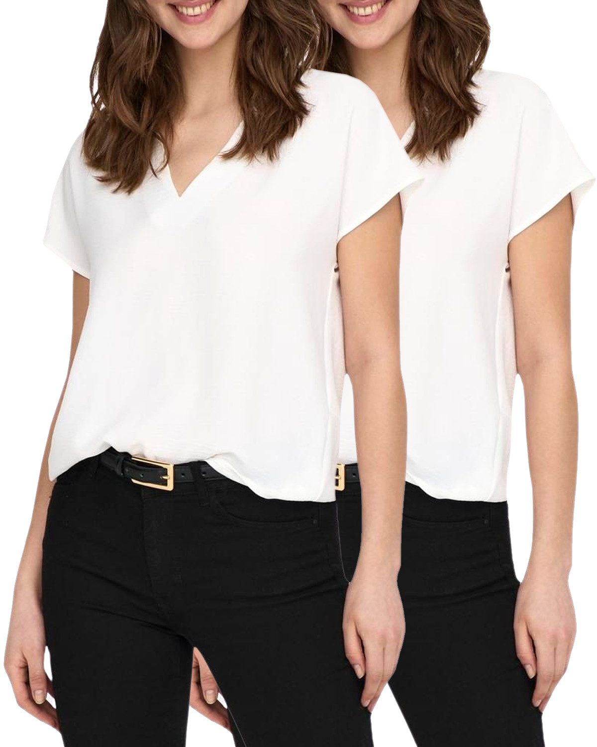 Jaquelin de Young Blusenshirt (2er-Pack) JDY Basic Shirt im Doppelpack