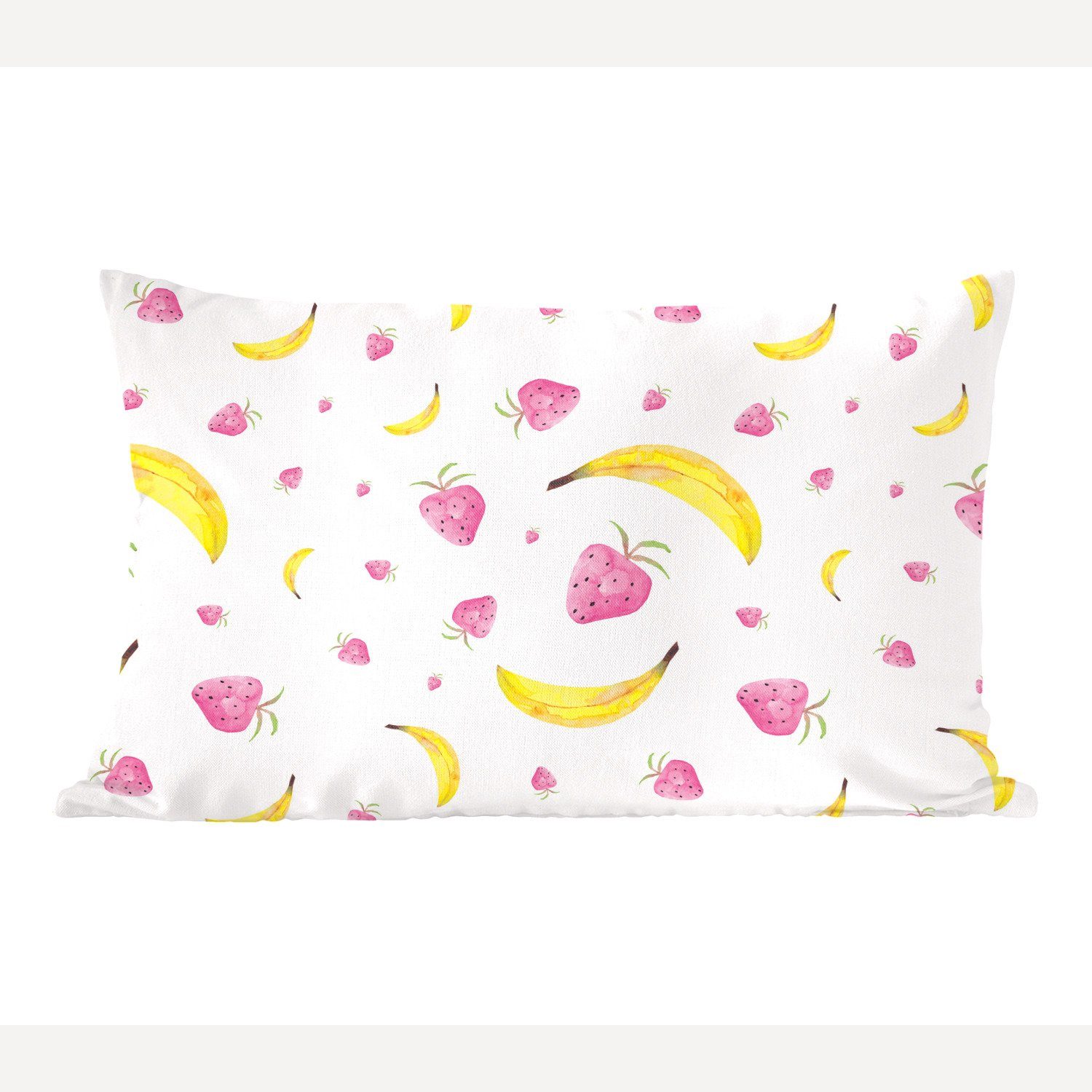 Erdbeere - Banane - Wohzimmer MuchoWow Dekokissen Zierkissen, Design, Dekokissen Schlafzimmer Dekoration, Füllung, mit