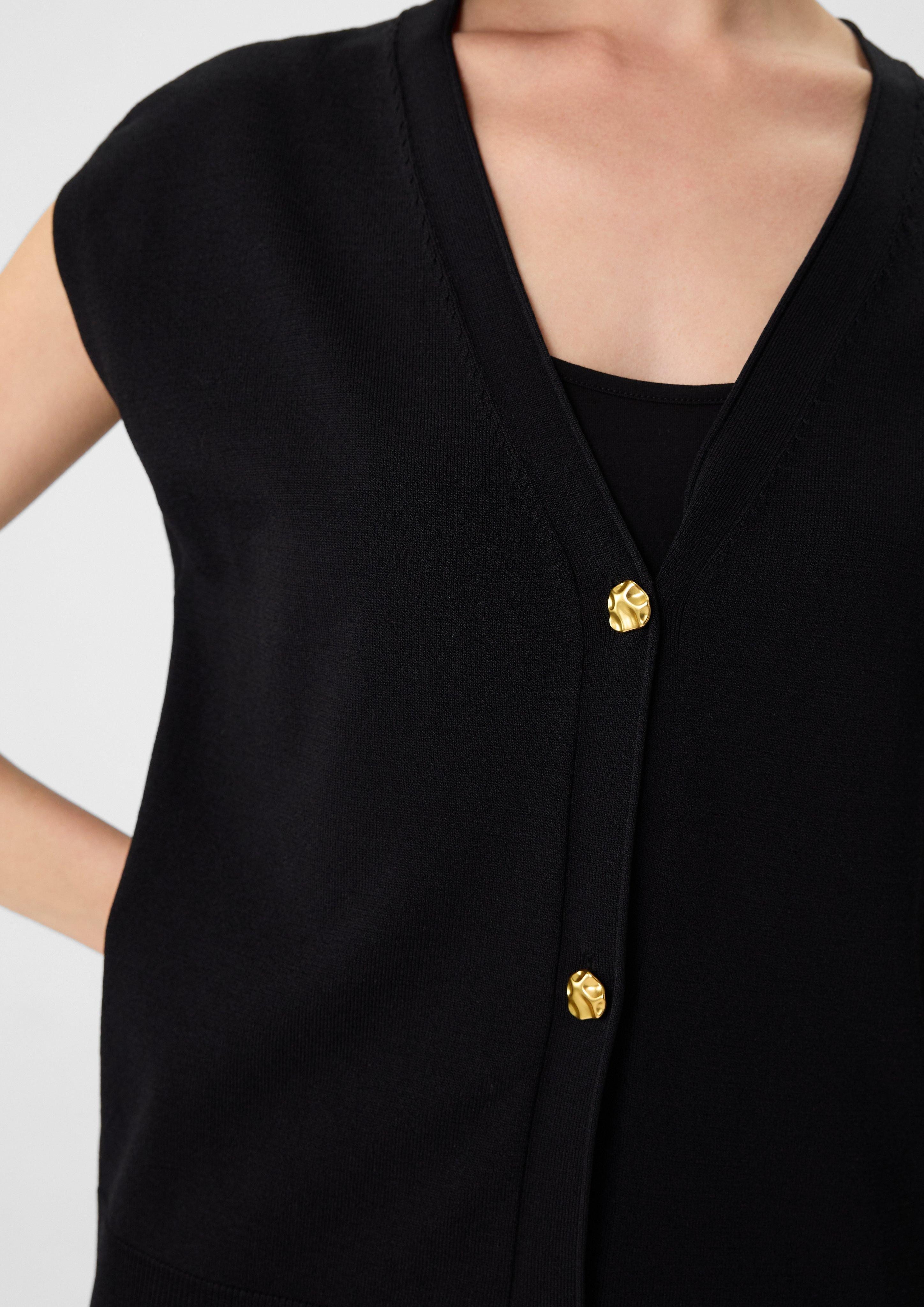 Comma Strickjacke Ärmelloser Cardigan mit dekorativen günstig online kaufen