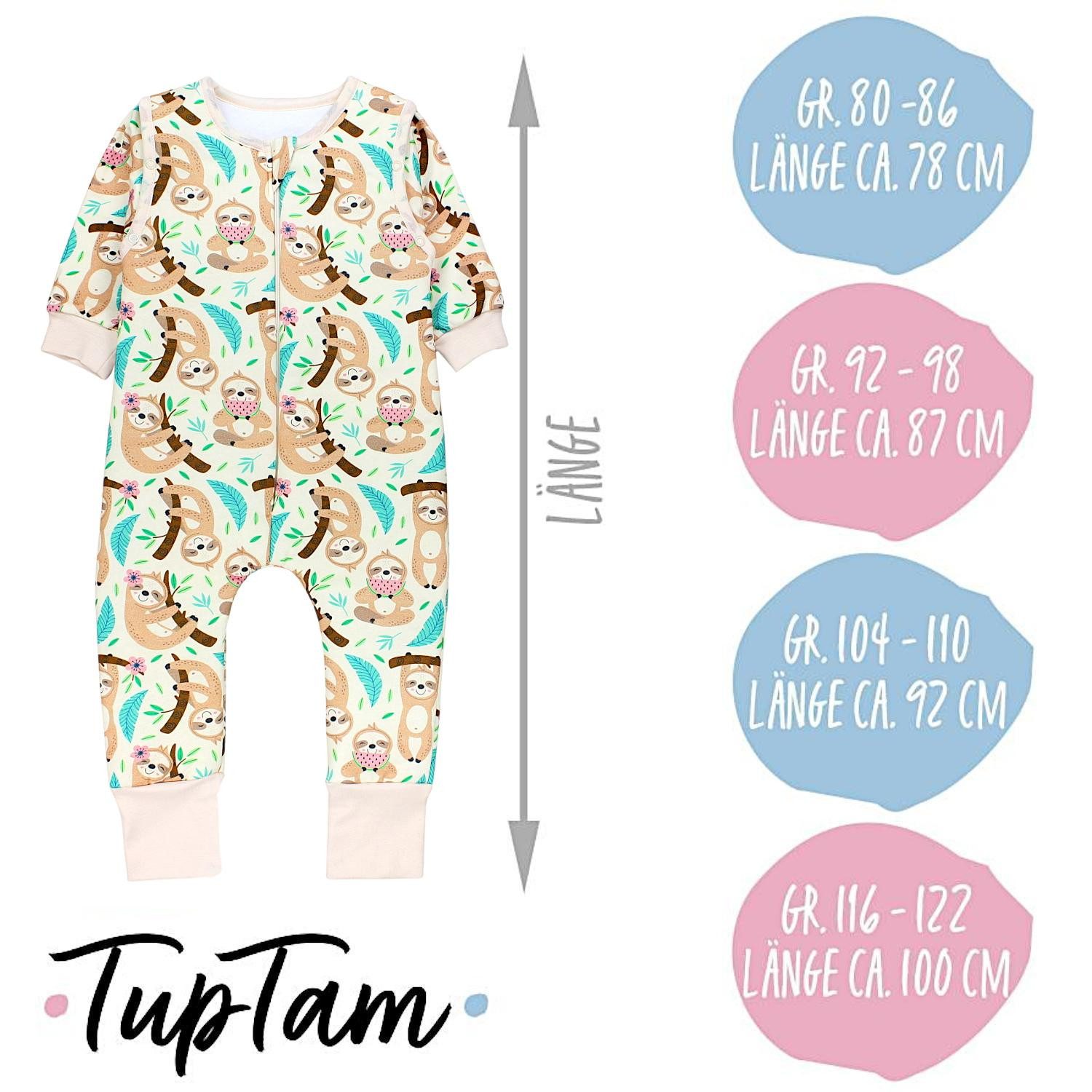TupTam Babyschlafsack 2.5 TOG Schlafsack BIO-Baumwolle mit Beinen und Ärmeln Herbst Winter – Bild 5 von 5