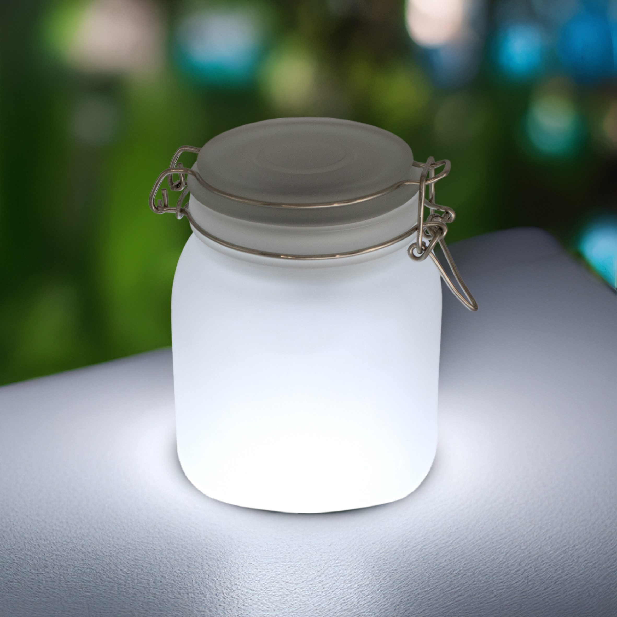 LED Solarleuchte LED Solar Leuchte Einmachglas 15 cm - weiß / bunt
