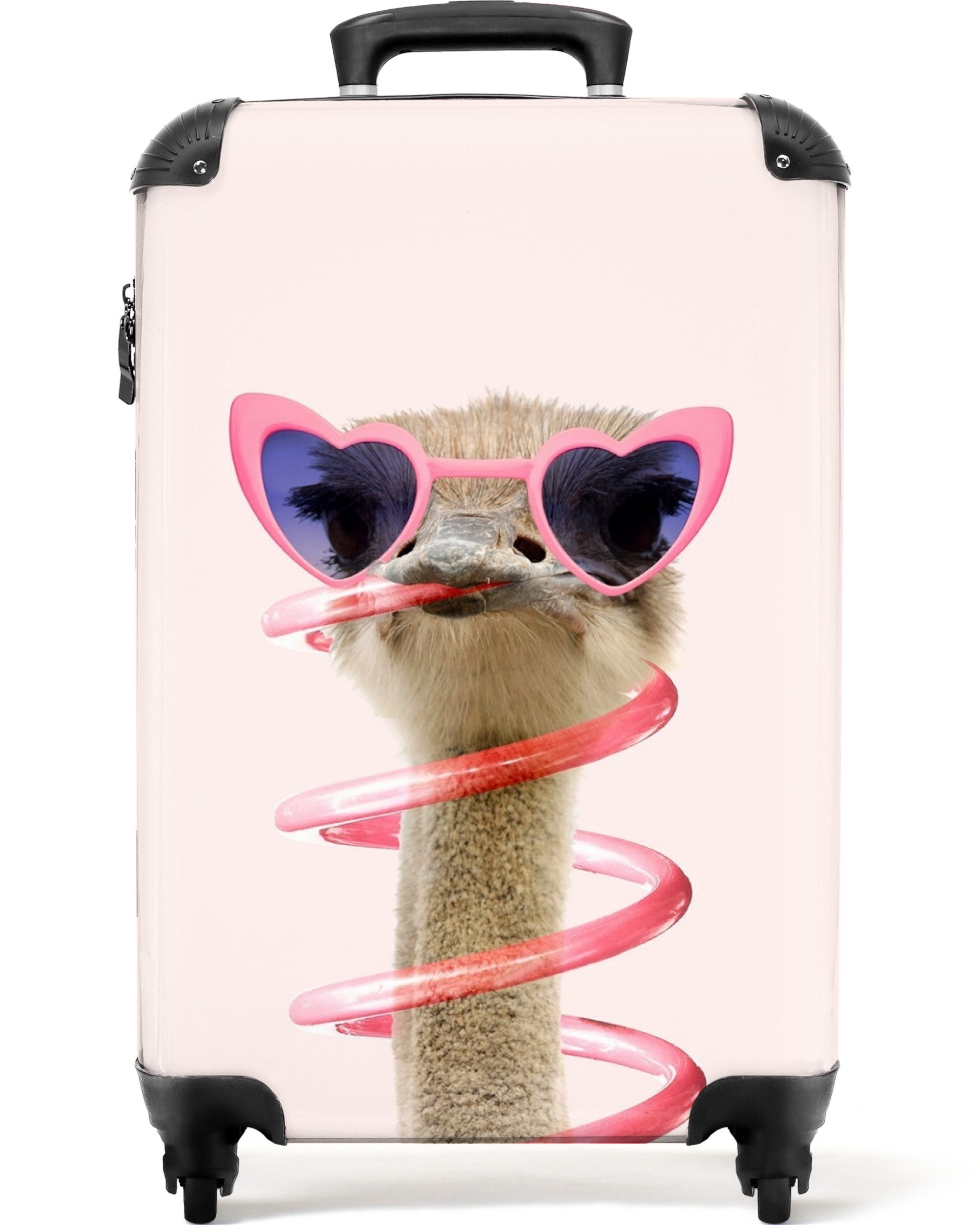 Kinderkoffer Strauß - Sonnenbrille - Rosa - Tiere 55x35x20cm