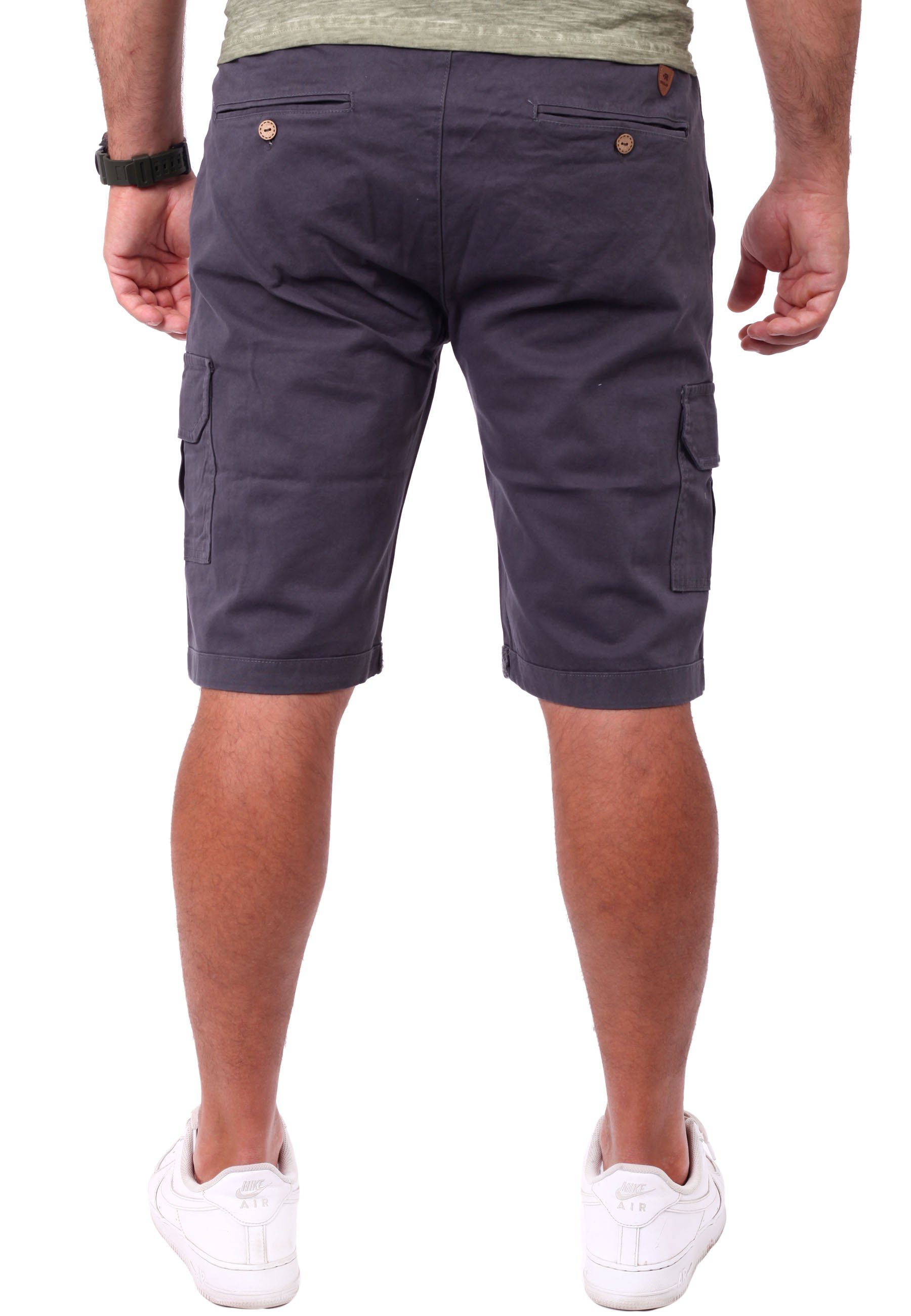 Cargo-Hose Chino Reslad anthrazit Chinohose Cargoshorts Shorts mit Cargoshorts Hose bequeme Kurz Herren Freizeithose Hose kurze Cargo Reslad (1-tlg) Seitentaschen Herren