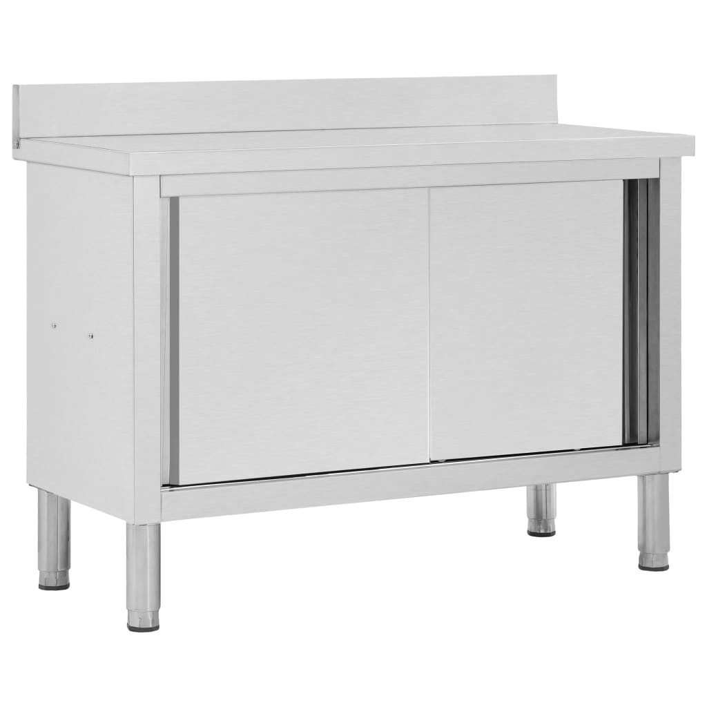 furnicato Stauraumschrank Gastro-Arbeitstisch Edelstahl 120 x 50 x (95-97) cm (1-St) Hygiene-Arbeitsschrank mit Schiebetür und Stauraum für Gastronomie