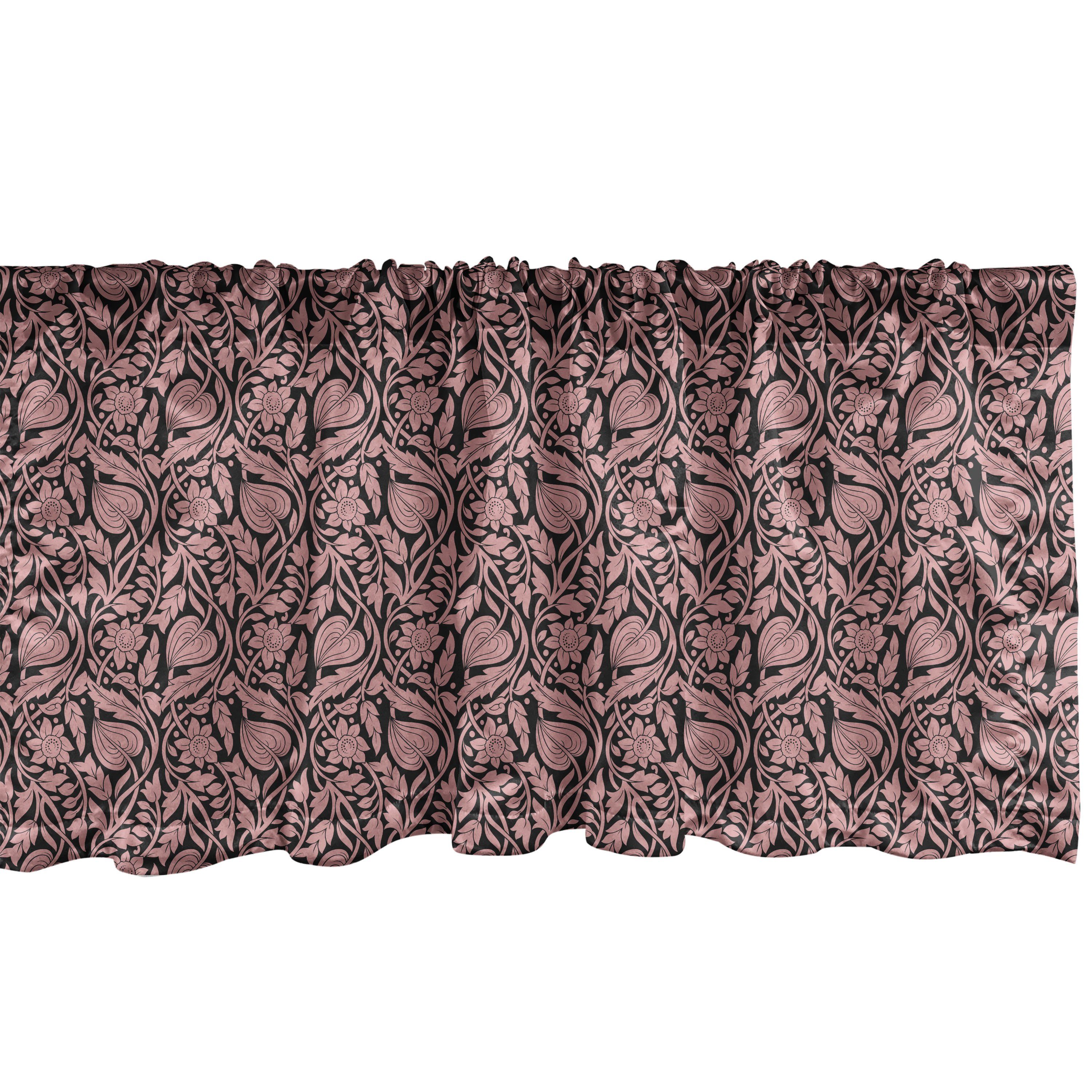 Scheibengardine Vorhang Volant für Küche Schlafzimmer Dekor mit Stangentasche, Abakuhaus, Microfaser, Damast Blumen-Weinlese-Verzierung Kunst