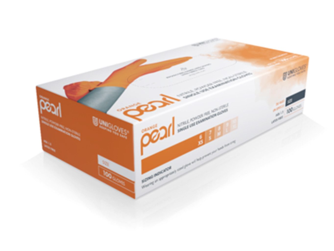 Unigloves® Nitril-Handschuhe Orange Pearl (Packung, 100-St) Gr. XL (9-10)