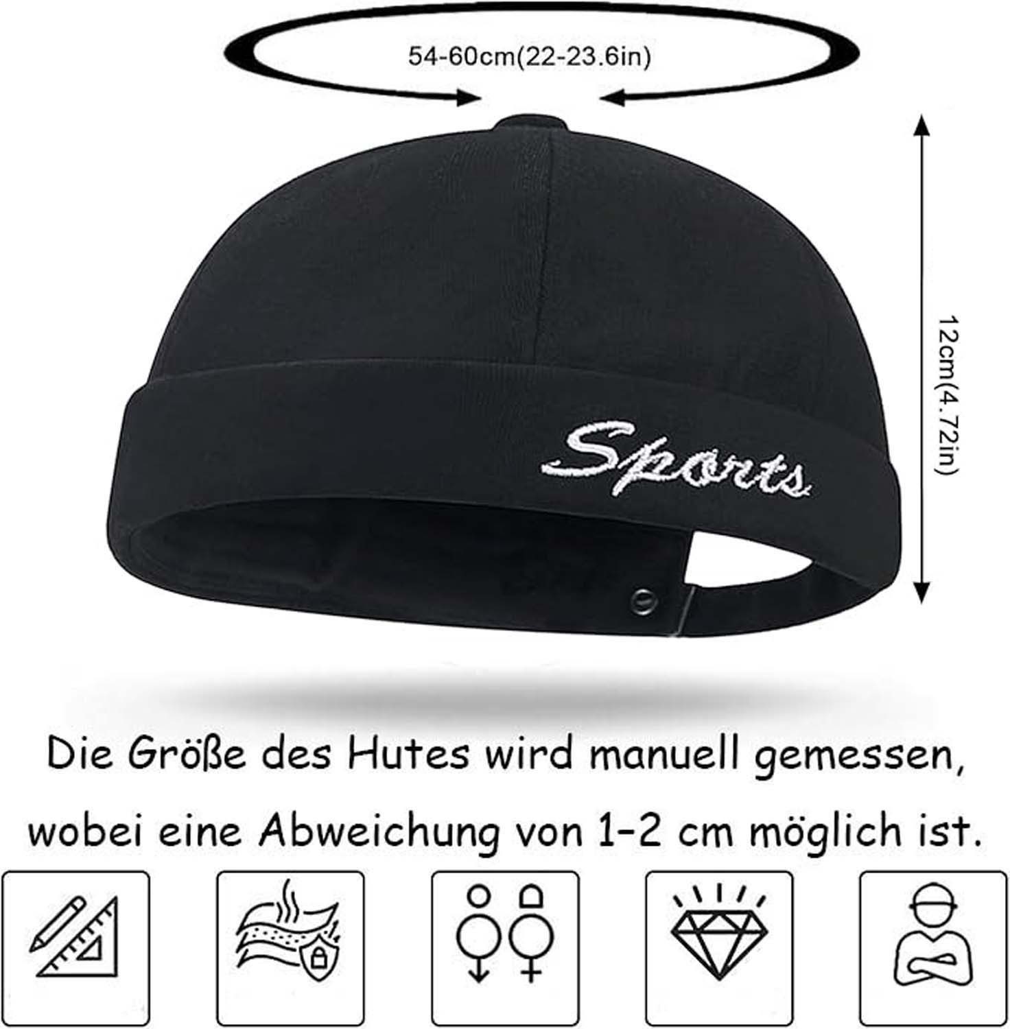 Zaewry Dockermütze Männer Docker-Mütze Seglerstil Ohne Schirm - Verstellbare Fischer