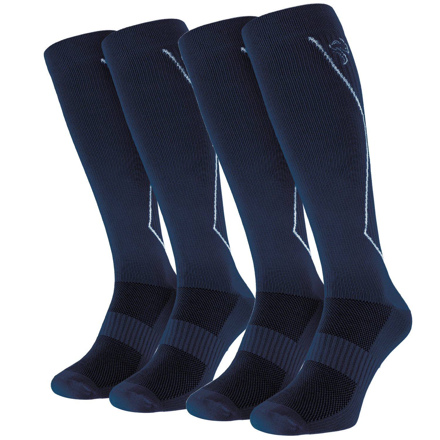 Black Snake Kompressionsstrümpfe Kompressions-Laufsocken für Damen und Herren mit Achillessehnen-Schutz (Sportsocken-Set, 2-Paar) Atmungsaktives Funktionsmaterial mit gepolsterter Sohle und Zehennaht