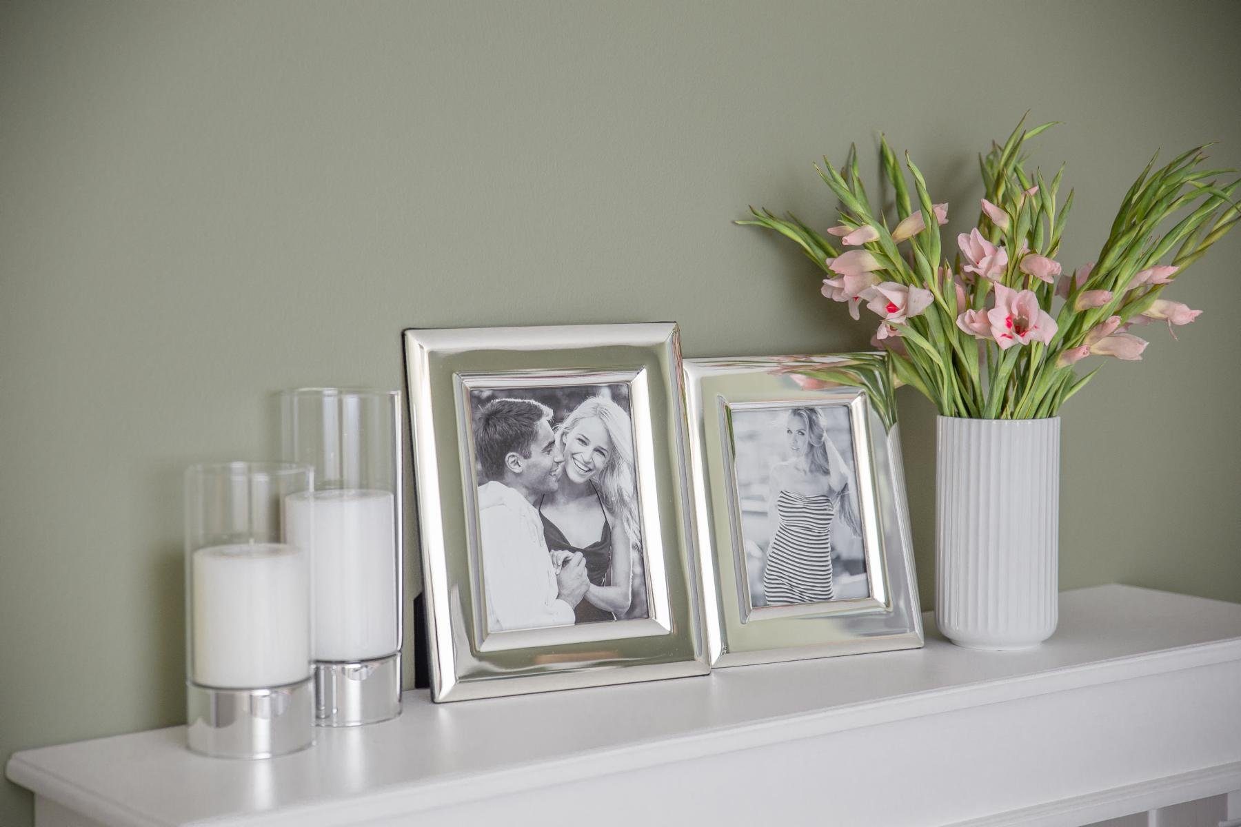 EDZARD Windlicht Granada, 2er-Set, Silber-Optik, H 25 cm