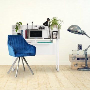 relaxdays Schreibtisch Schreibtisch mit Ablagefächern, Holz / Schwarz