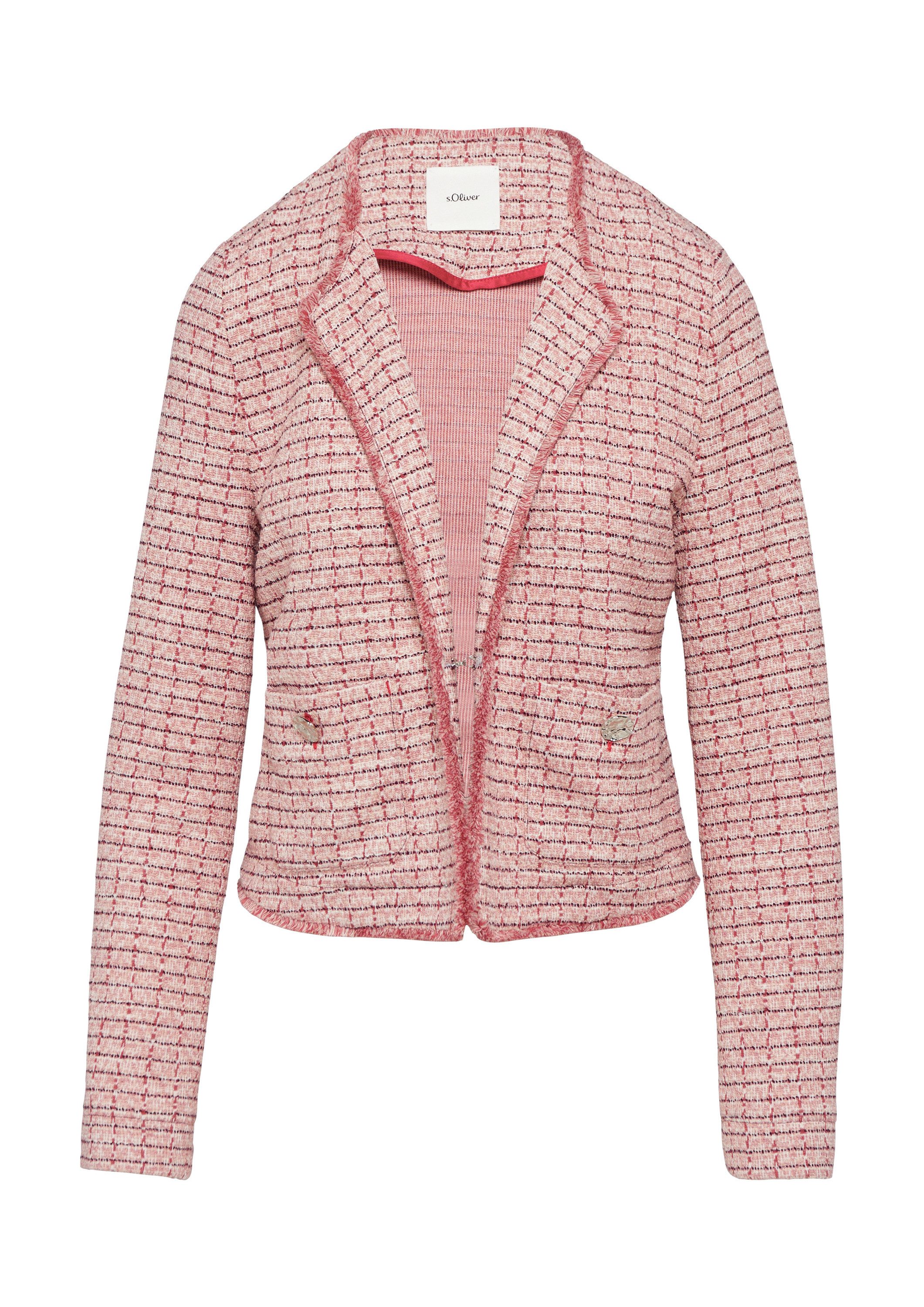 s.Oliver Funktionsjacke Indoor-Jacke Bouclé-Jacke mit Fransen
