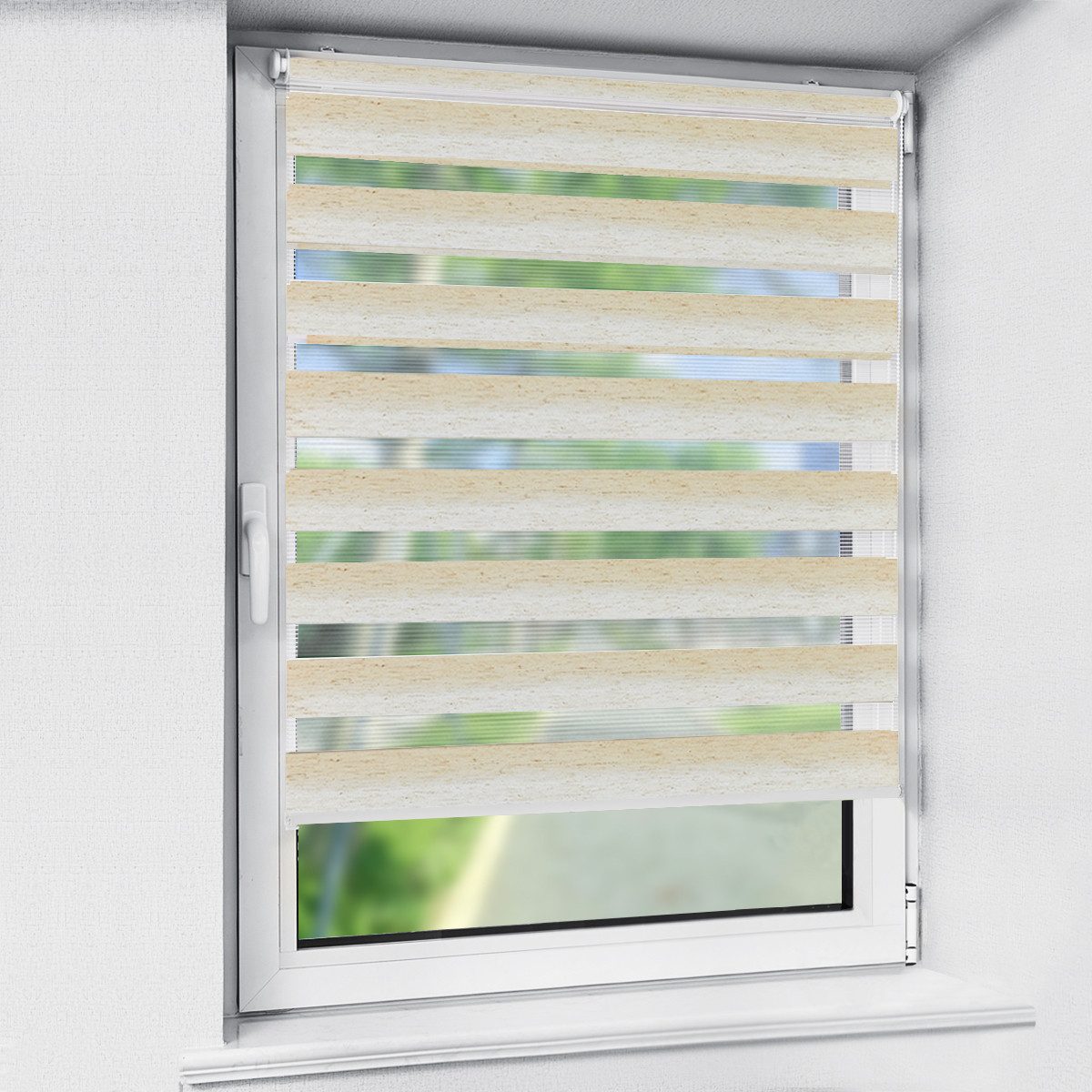 Doppelrollo rollos für Fenster ohne Bohren 130cm, OUBO, Lichtschutz
