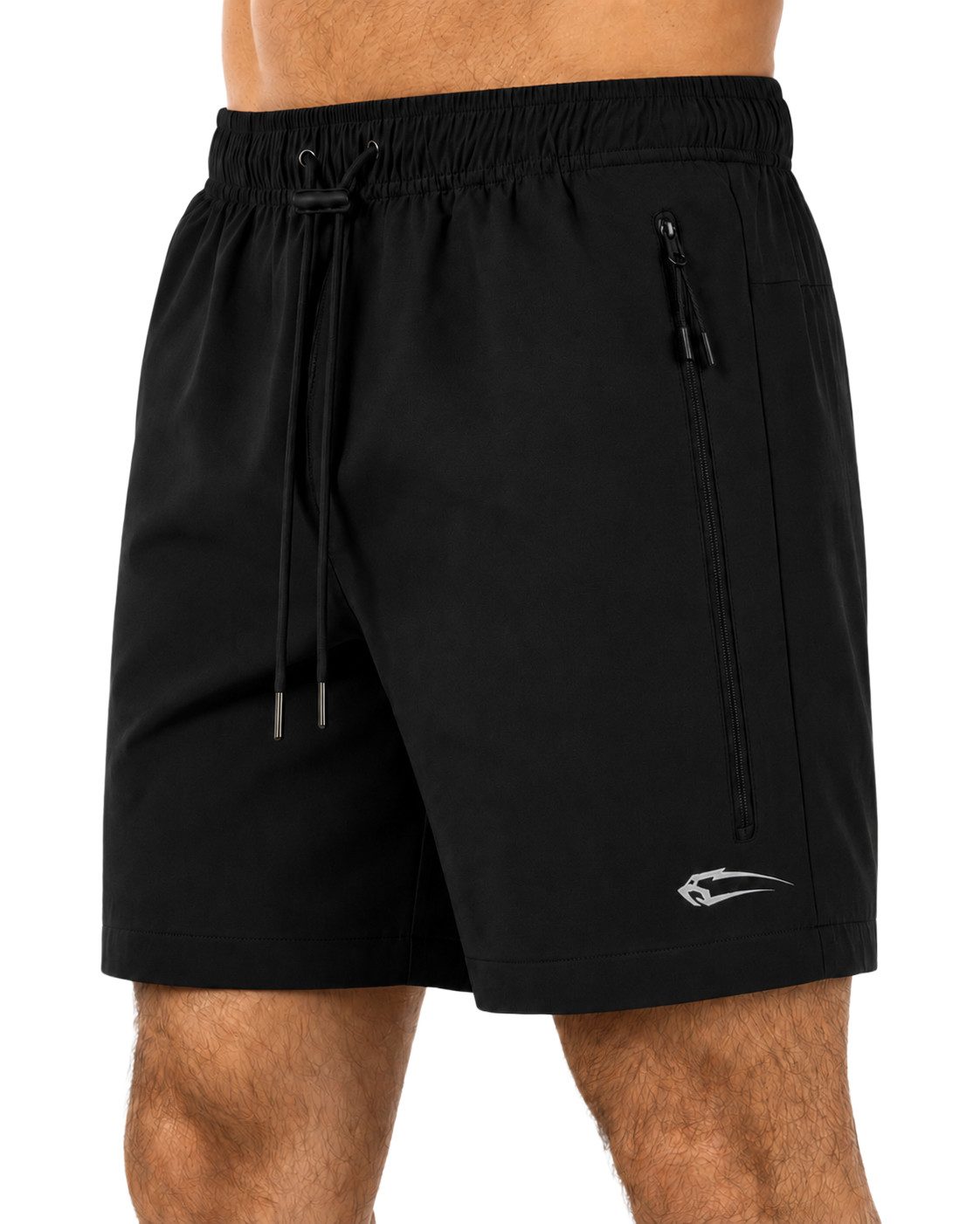 Smilodox Shorts Riven Herren, Sommershorts schnelltrocknend für Fitness & Training Zip Taschen, Gesäßtasche, Stretch, Kordelzug