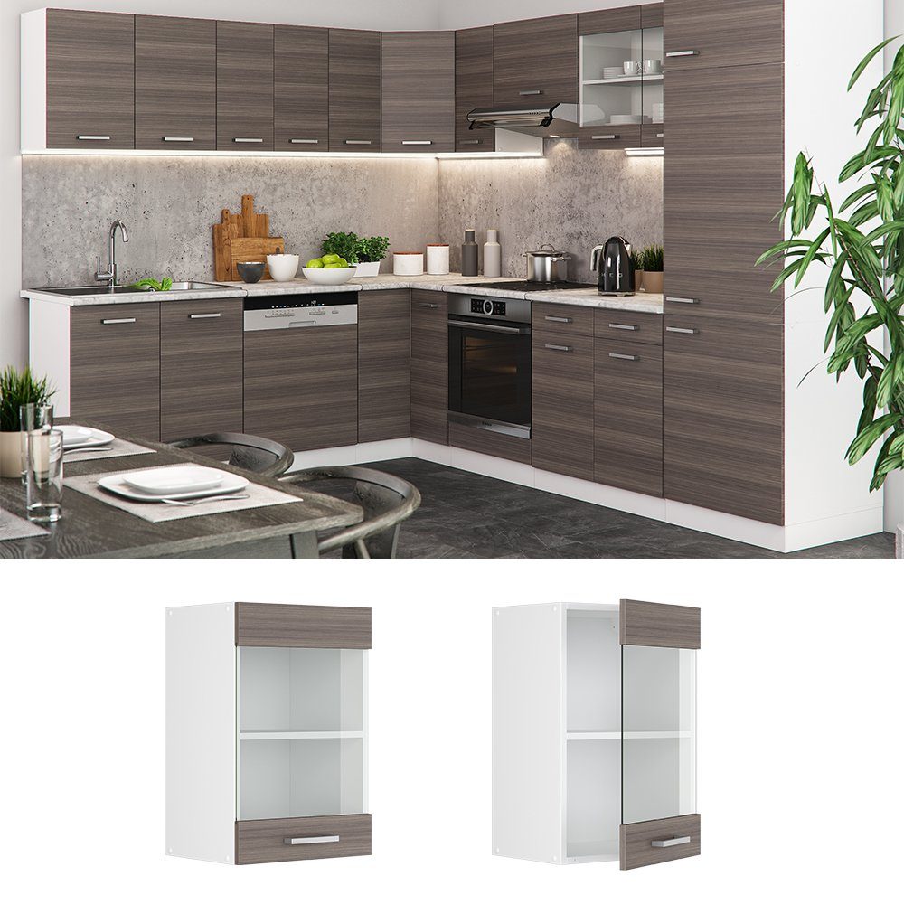 Vicco Glashängeschrank R-Line, Grau/Weiß, 40 cm günstig online kaufen