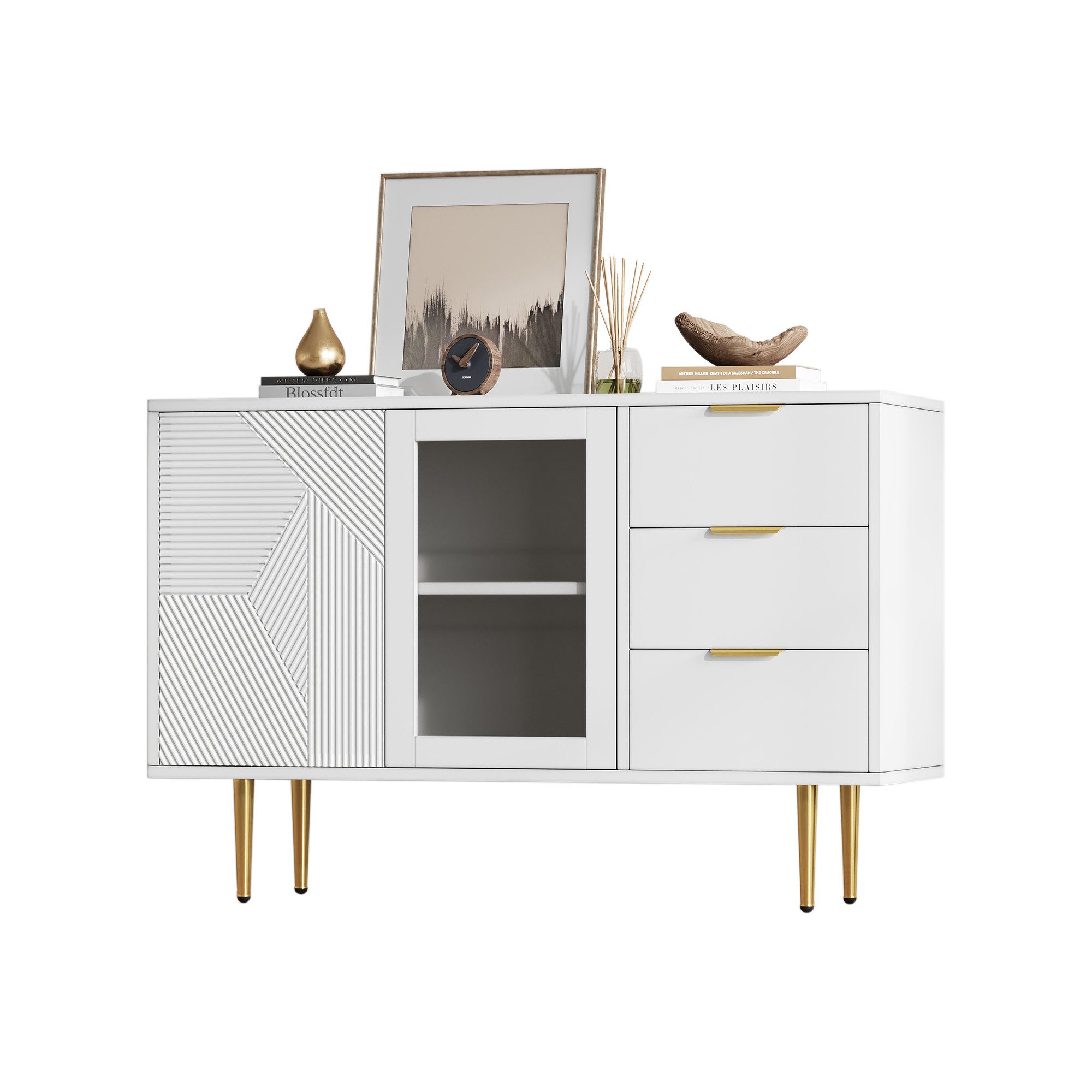 Merax Sideboard, mit Schubladen und Glastür, günstig online kaufen