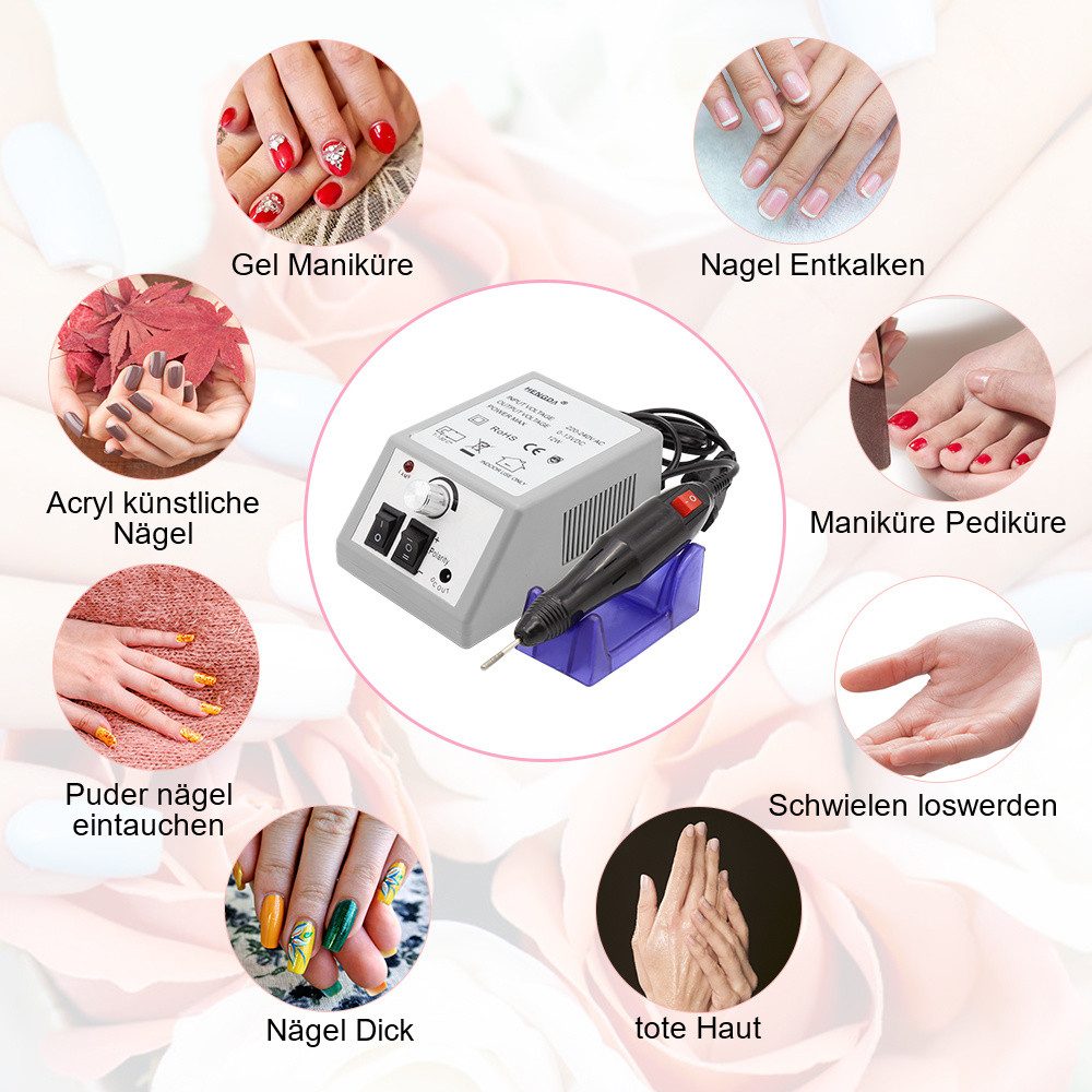 Clanmacy Maniküre-Pediküre-Set Elektrische Nagelfräser Nagelfeile Fußpflegegerät Maniküre 20000U/min, Nagelmaschine, Für Acrylarbeiten geeignet