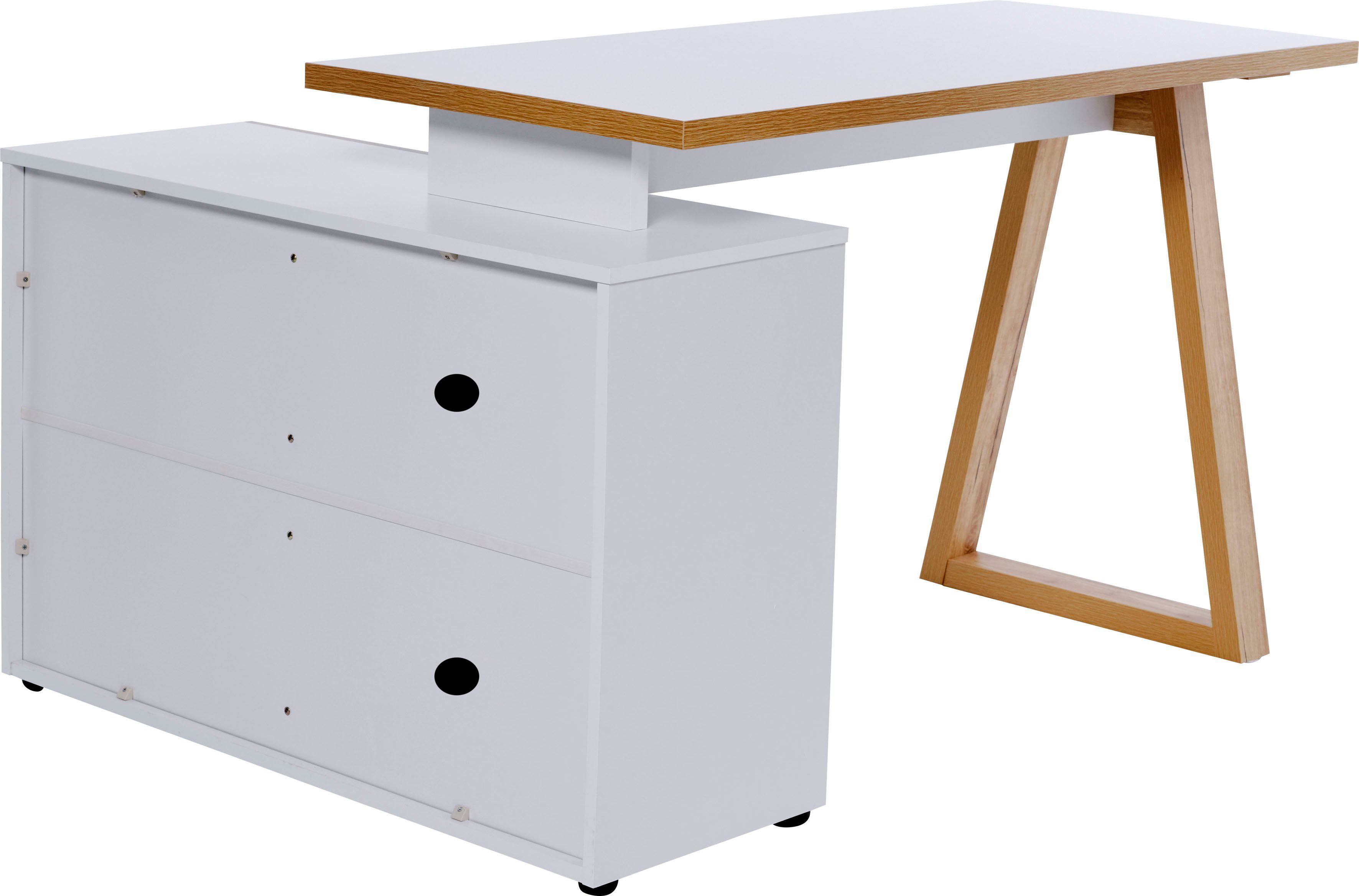 Jahnke Eckschreibtisch CLUB C 130 E, Eckschreibtisch, wechselseitig montierbar, Breite 130 cm
