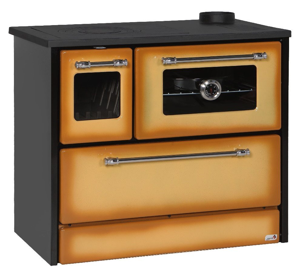 SimgeSoba Festbrennstoffherd EEK A Küchenofen Holzherd 701-G Omega Cappuccino, rechte Version, 9,18 kW