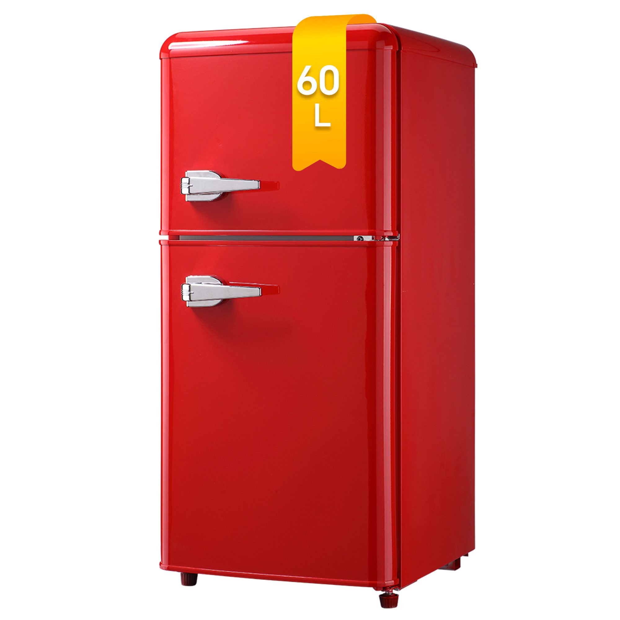 DRIXNO Table Top Kühlschrank BCD-86, 86.8 cm hoch, 42 cm breit, Leise, Jährlicher Energieverbrauch 172 kWh, F-Energieeffizienzklasse
