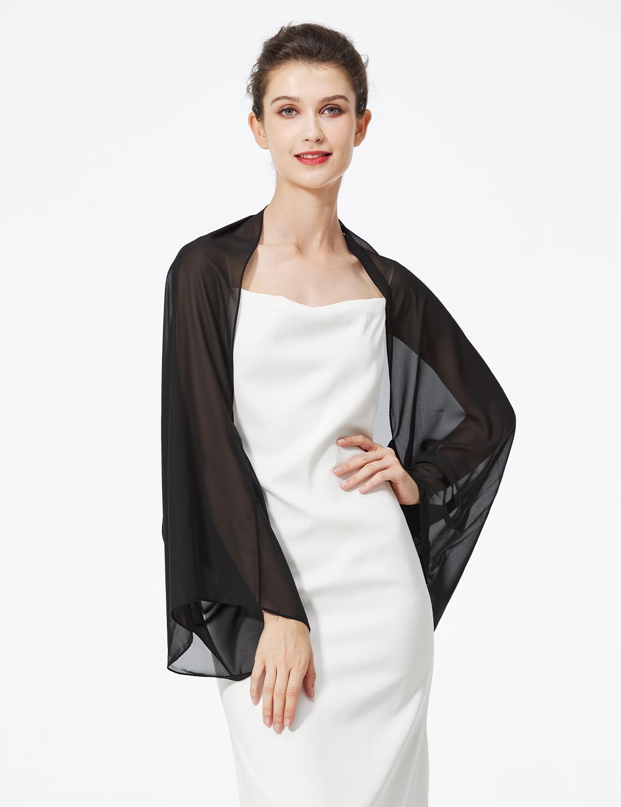 Zaewry Modeschal Damen Chiffon-Bolero, locker geschnitten, mit langen Ärmeln, ideal als Überwurf für Sommerhochzeiten, Abendveranstaltungen