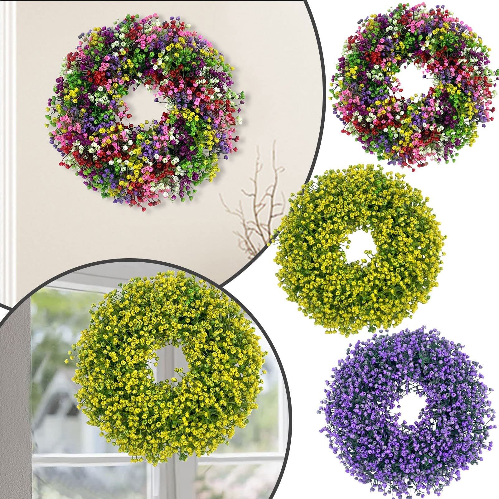 Kunstkranz Türkranz Ganzjährig Außen Deko, Künstlicher Blumenkranz Deko, Agger, für Haustür,Frühling Sommer Außen Türkranz Modern Deko – Bild 2 von 4