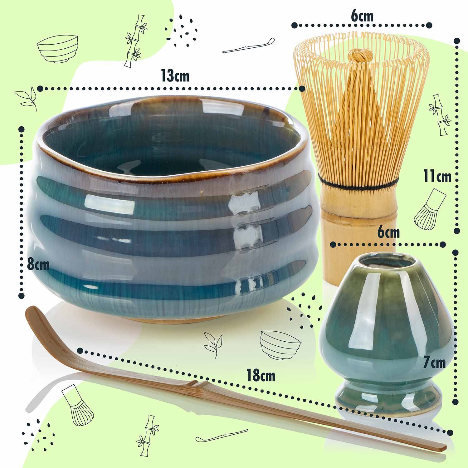 Dimono Teeglas DIMONO Matcha Tee Set–Teezubereitung Set mit Chasen, Schale & Zubehör, mit Matcha-Schale, Besenhalter, Dosierlöffel – Bild 4 von 5