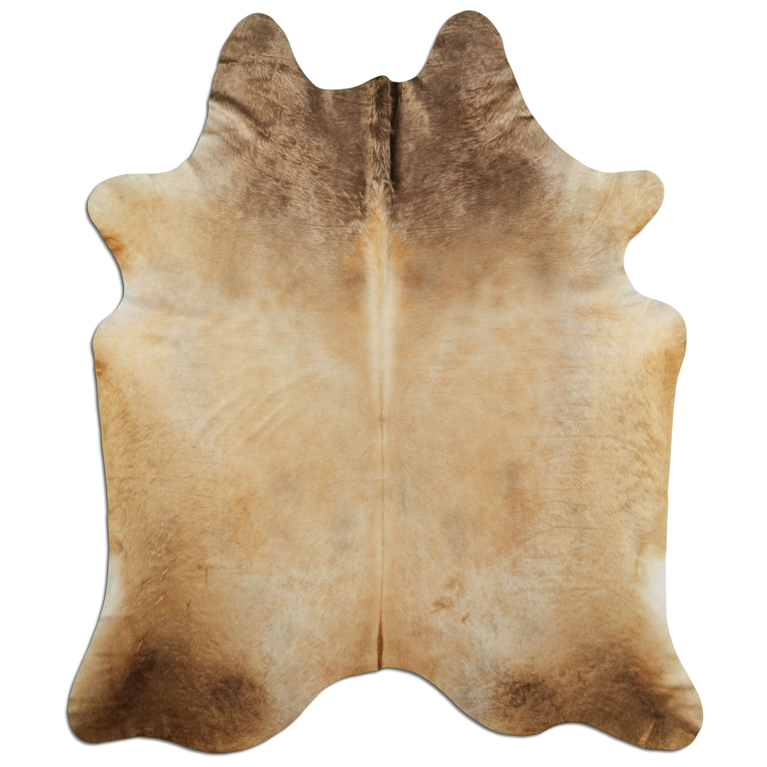 Livorio Fellteppich L190 x B235 cm - karamell beige, Kuhfell, Premium Kuhfell Teppich, Rinderfell, Echtfell, light champagne