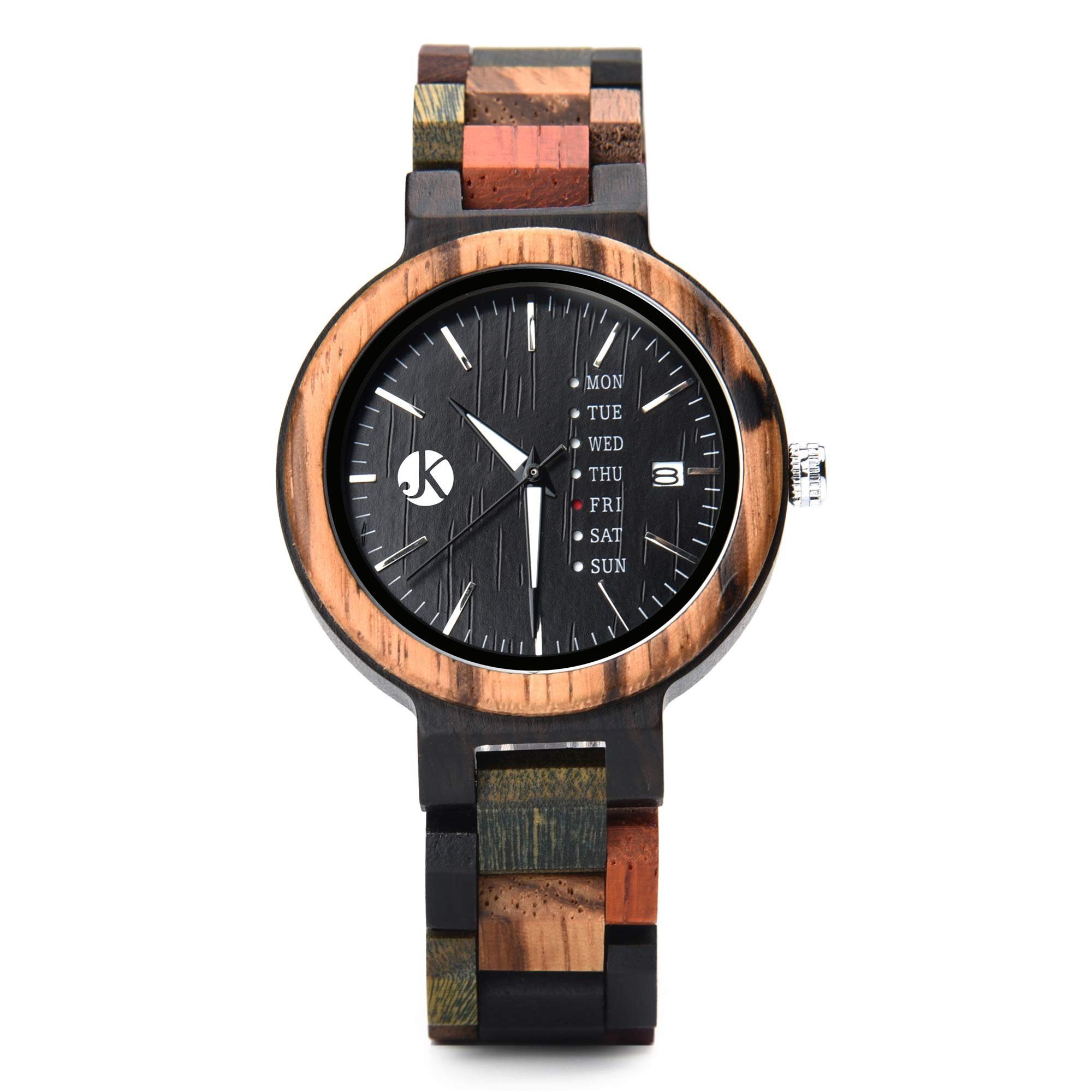 Kim Johanson Quarzuhr Week Damen Holzuhr mit Datums und Tagesanzeige, (Mit günstig online kaufen