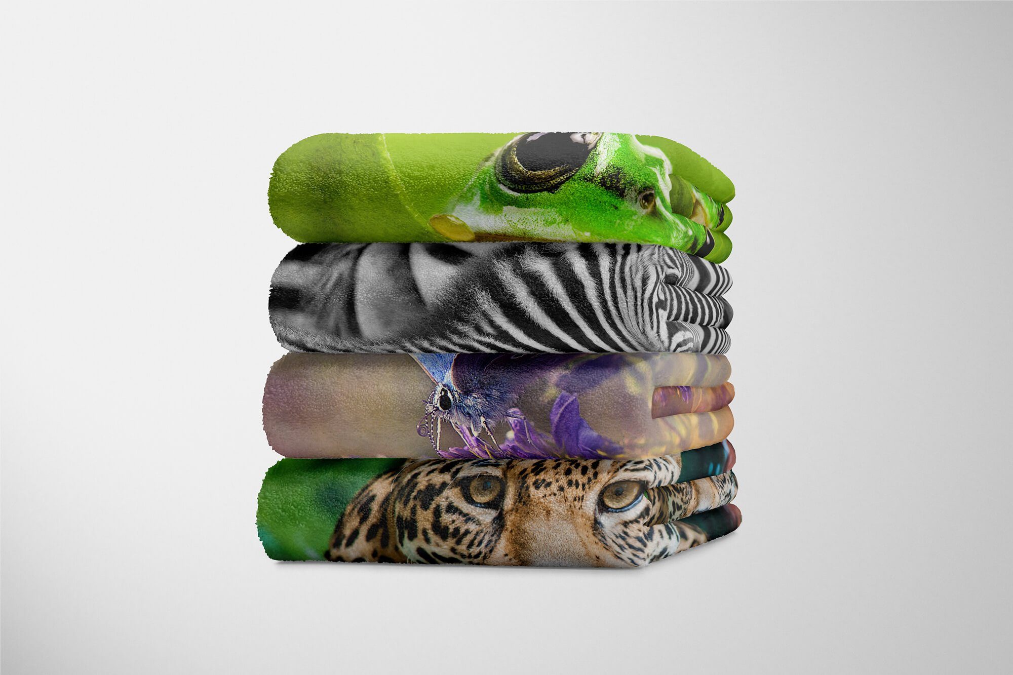 Art Handtuch Baumwolle-Polyester-Mix mit (1-St), Saunatuch Schmetterling Kuscheldecke Handtuch Tiermotiv Früh, Sinus Strandhandtuch Handtücher