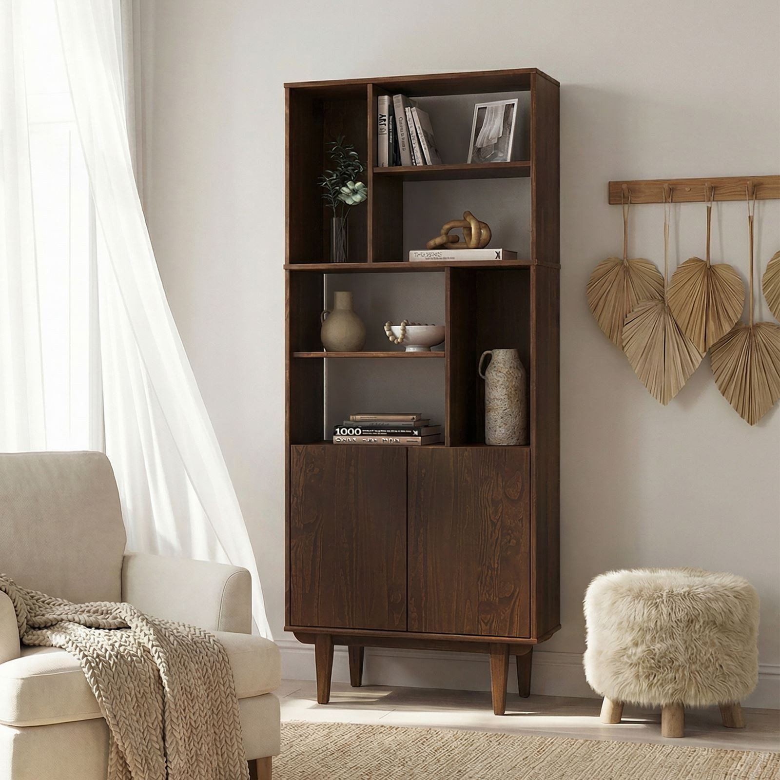 IDIMEX Regal SIMONA, Modernes Holzregal mit Türen & Fächern Design Regal nussbaum farben