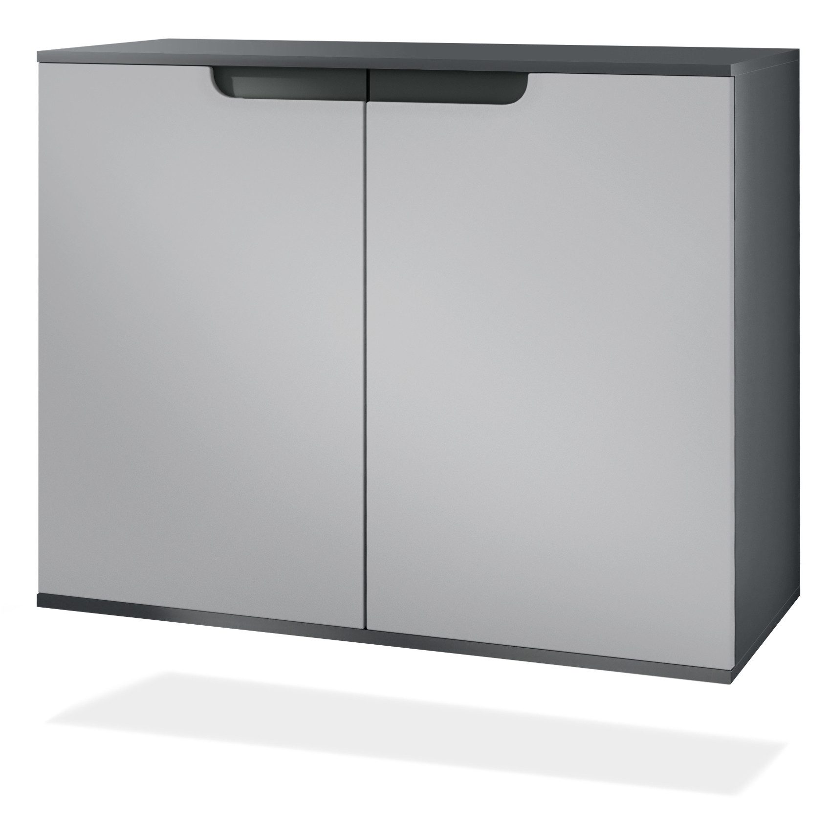 Vladon Kommode Sylt V3 (Moderner Küchenschrank, mit 2 großen Türen), Anthrazit matt / Hellgrau seidenmatt (92,5 x 73.5 x 35)