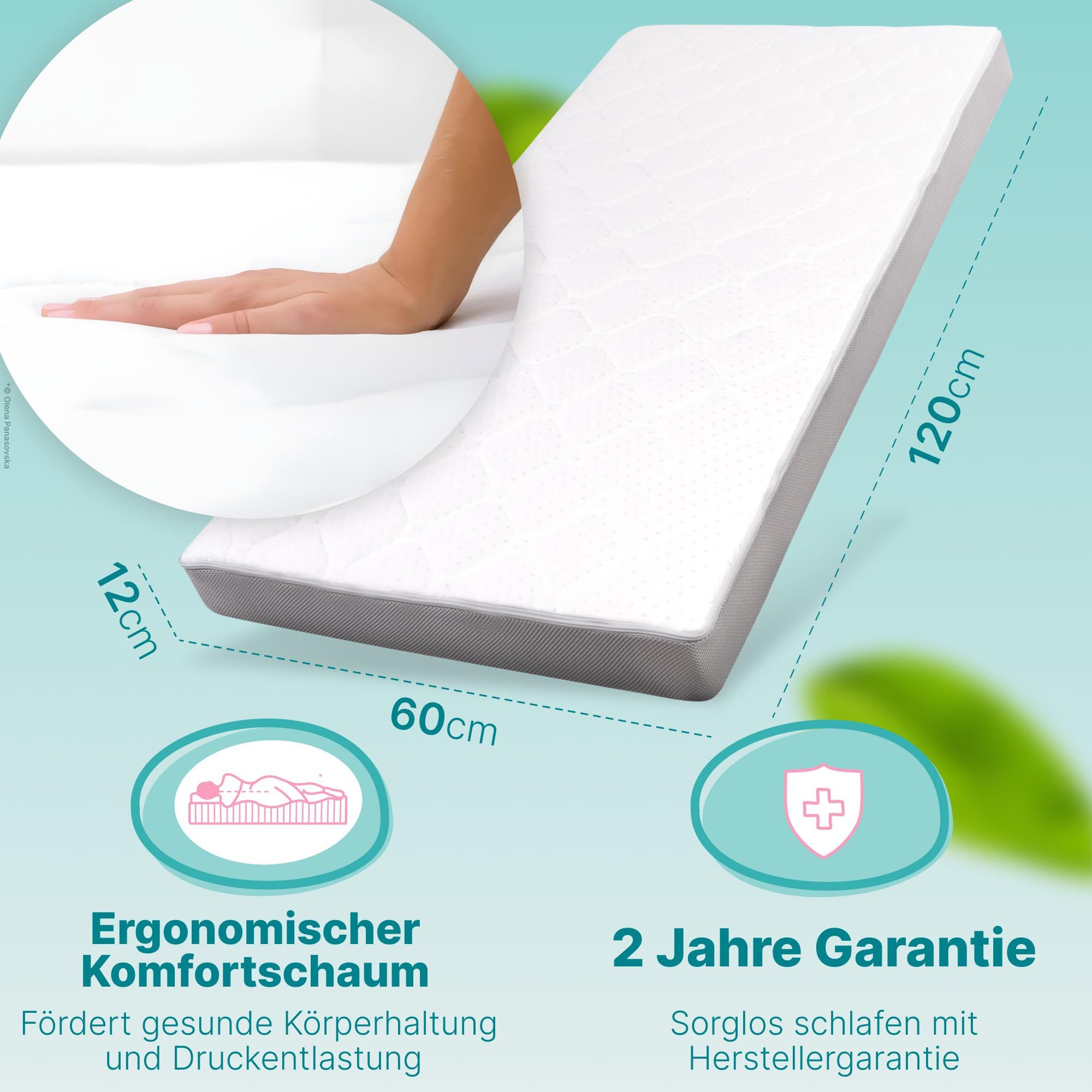 Komfortschaummatratze Babymatratze H2 mit Trittkante, Sun Garden, 12 cm hoch, (Bezug waschbar), 60x120 cm, 70x140 cm H2