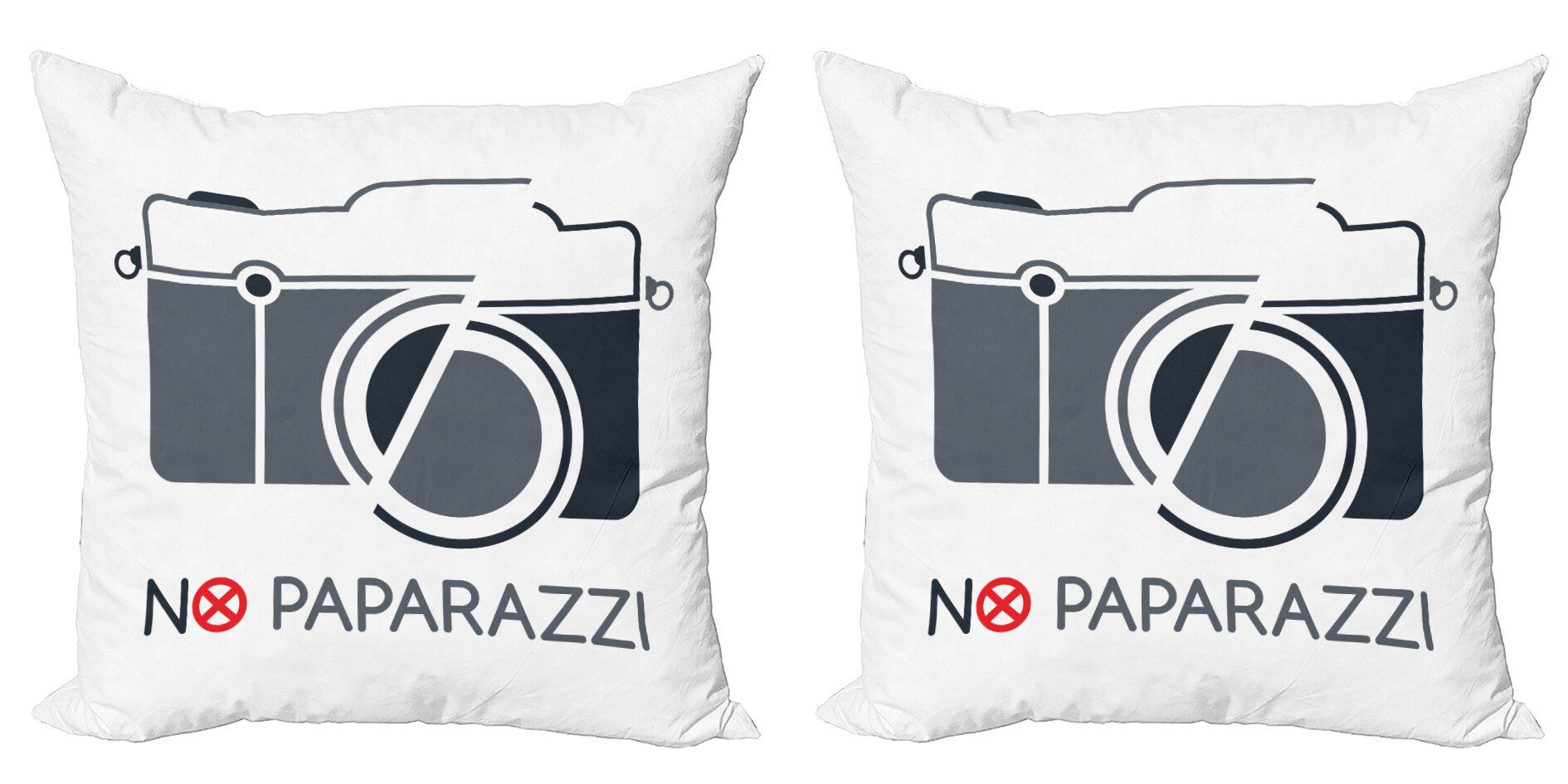 Kissenbezüge Modern Accent Doppelseitiger Digitaldruck, Abakuhaus (2 Stück), Paparazzi Kamera mit No Paparazzi
