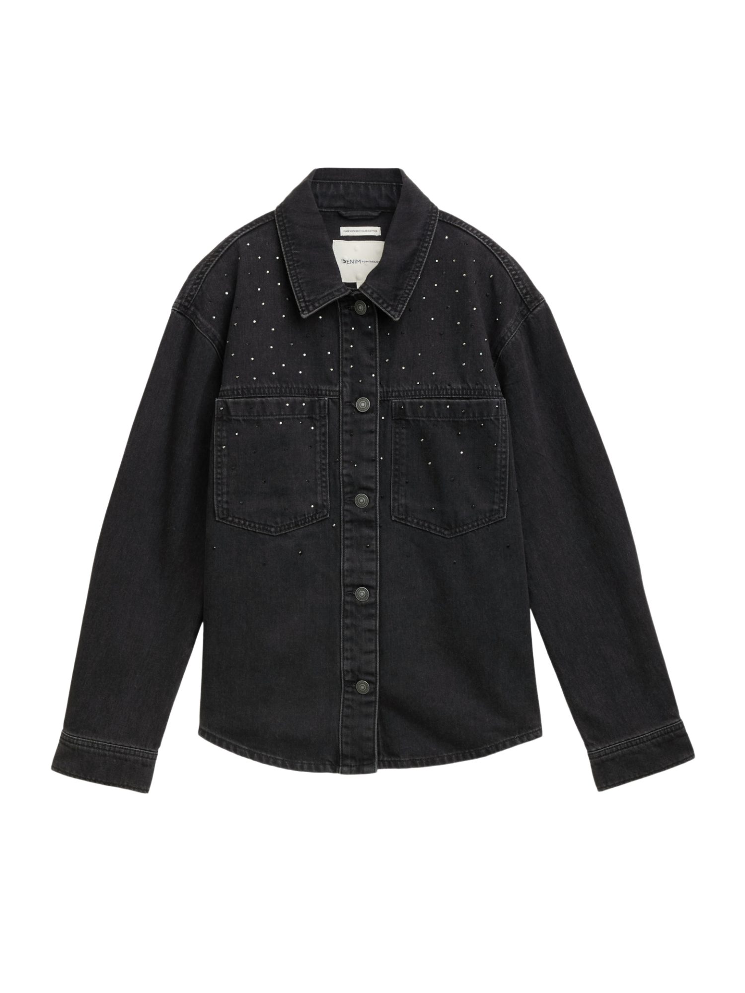 TOM TAILOR Denim Daunenjacke H schwarz,Casual,Baumwolle,Unifarben,Umlegekragen,Lang,Regular Fit