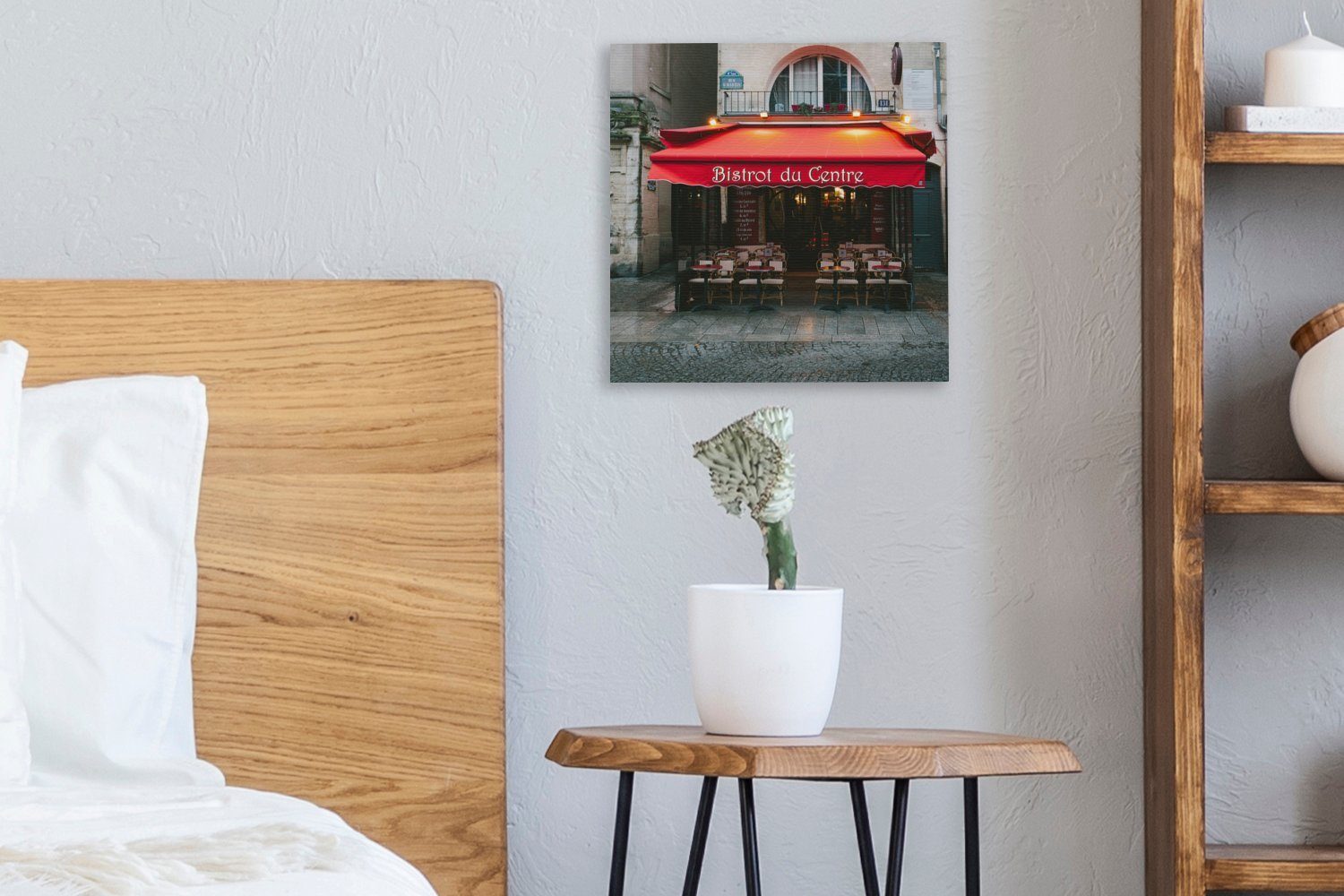 Bilder - für Wohnzimmer Cafe, Paris (1 Leinwand Leinwandbild - Schlafzimmer Frankreich St), OneMillionCanvasses®