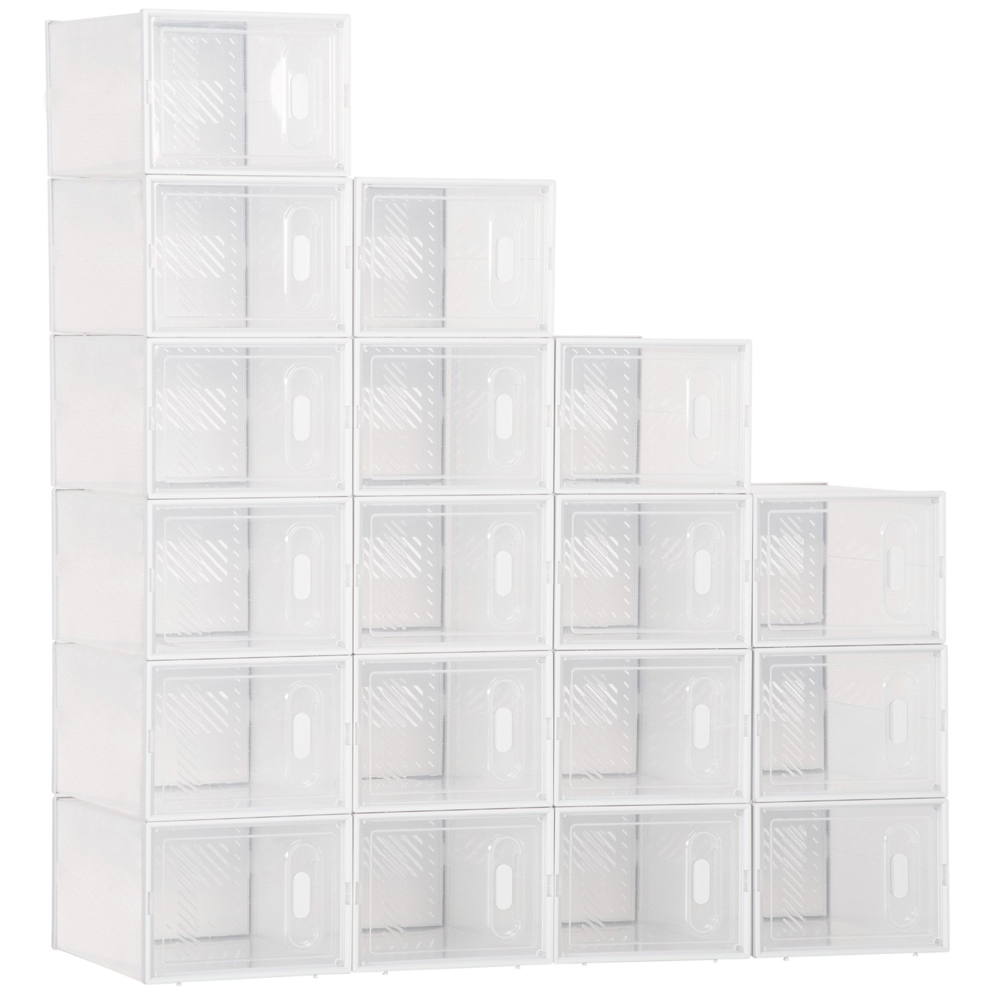 MC Star Bücherregal Set mit 18 modularen Schuhaufbewahrungsboxen in Würfelform, mit transparenten Türen – 25 x 35 x 19 cm