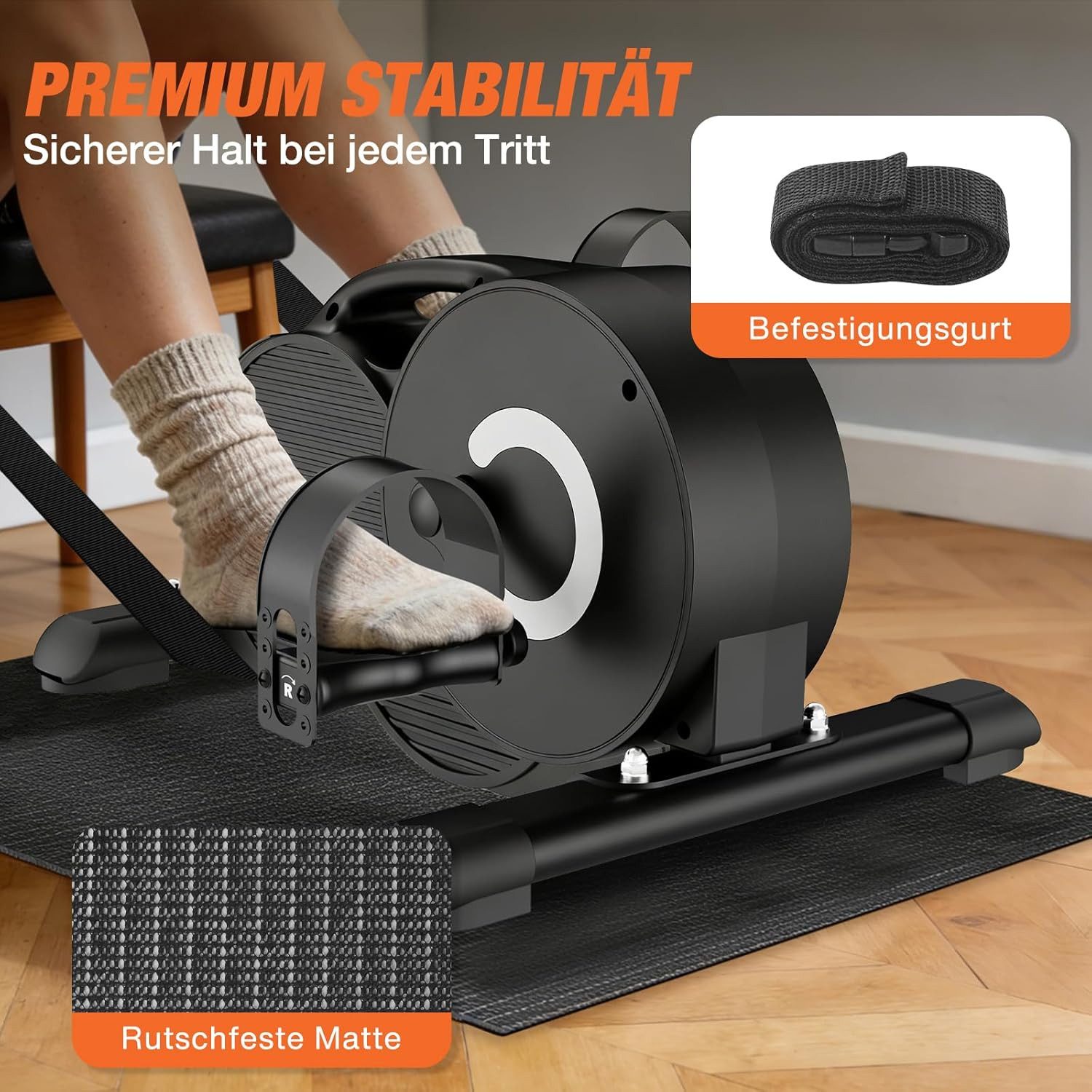 DH FitLife Pedaltrainer Beintrainer für Zuhause mit 16-stufigem Magnetwiderstand, (1-St., für Senioren & Rehabilitation), 3-fach Anti-Rutsch-System, extra leise, bis 220 kg belastbar