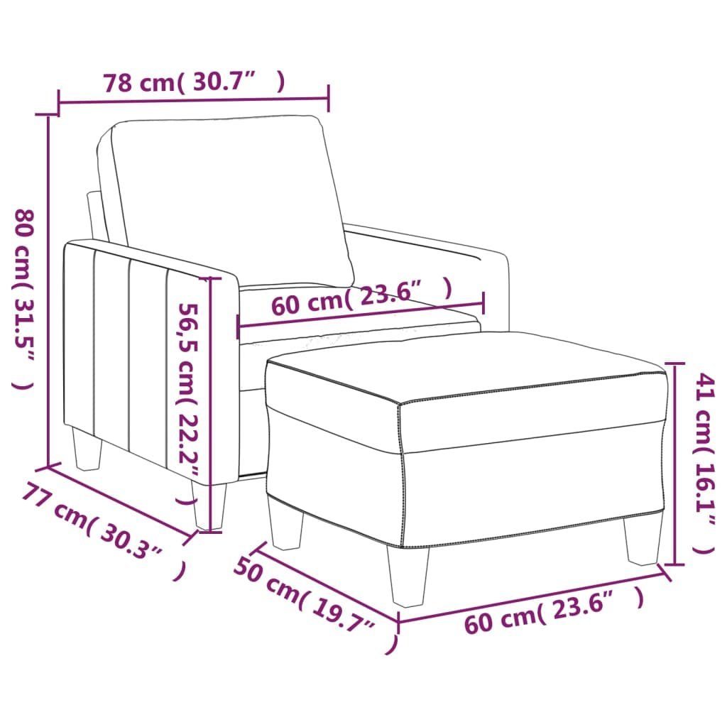 Hocker vidaXL 60 Schwarz Sessel mit Sofa cm Kunstleder