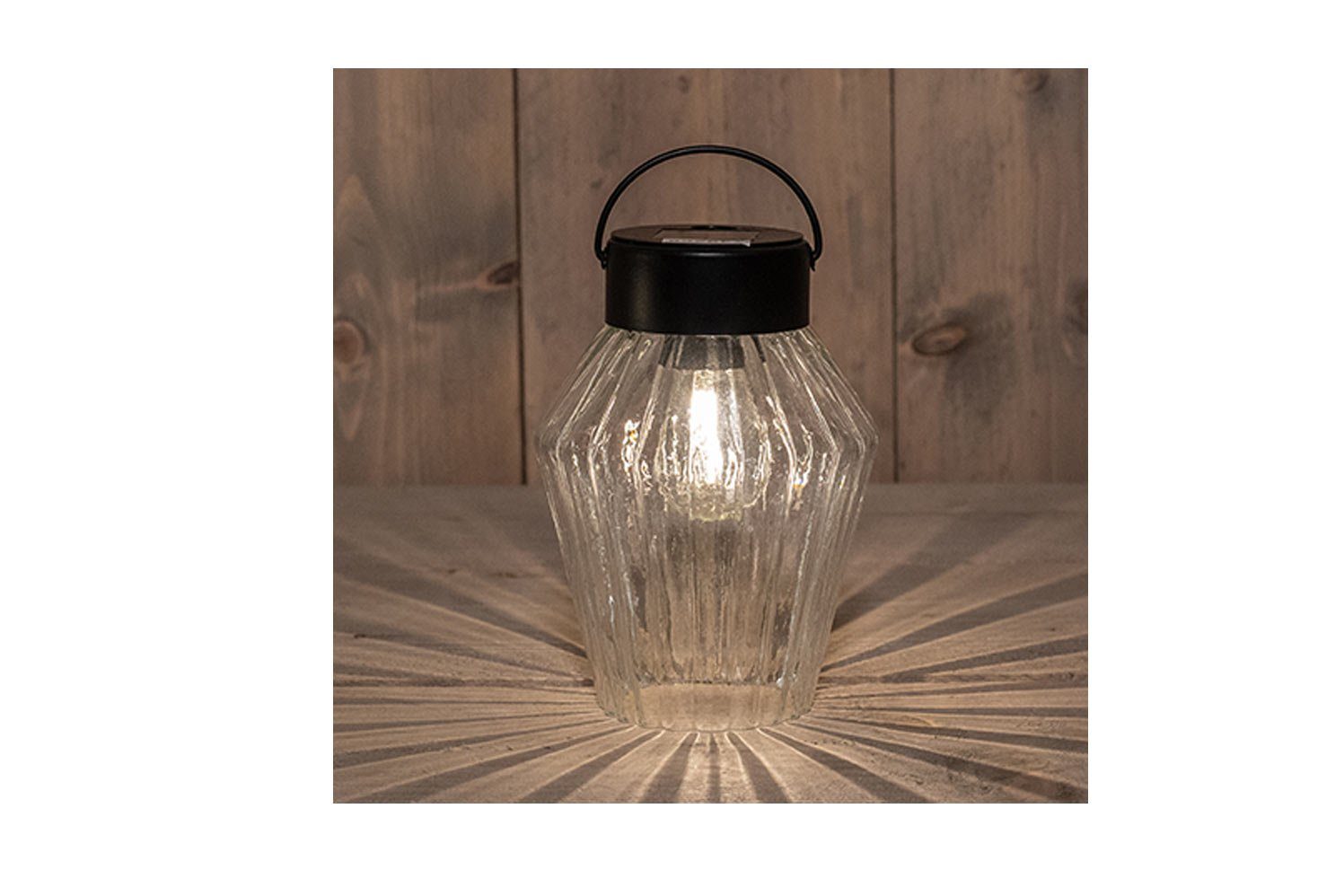 Deko Anna`s LED Glas warmweiss, Collection, Windlicht Tischleuchte Filament Licht klein Solar Bakker Dämmerungssensor, Coen LED,