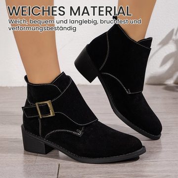 Daisred Damen Ankle Boots klassich mit Gürtelschnalle Stiefel