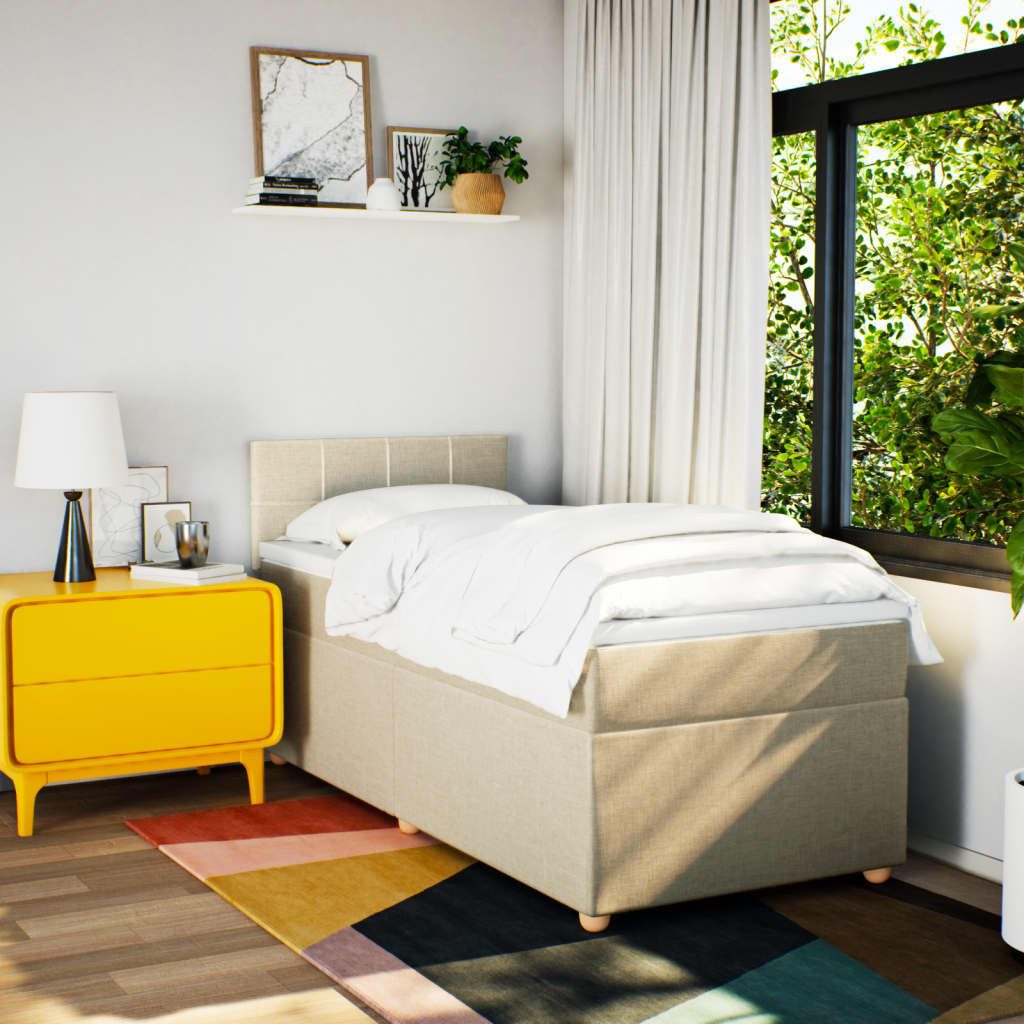 vidaXL Bett Boxspringbett mit Matratze Creme günstig online kaufen