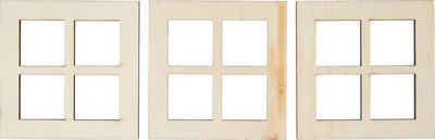 HobbyFun Dekofigur Miniatur Fenster quadratisch (3 St), schmale Tiefe 3 Stück 7 cm x 7cm