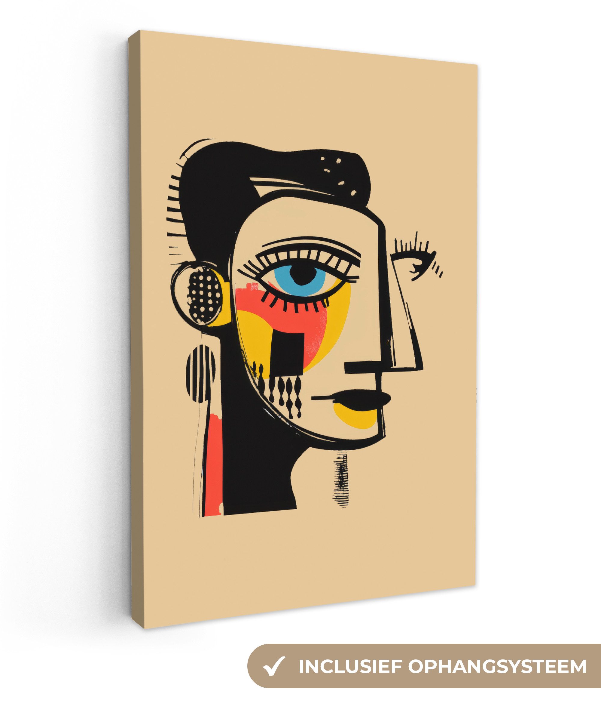 OneMillionCanvasses® Leinwandbild Geometrisch - Leuchtende Farben - Kubistischer Stil, Fotodruck (1 St), Wandbilder, Deko Schlafzimmer Wohnzimmer 60x90 cm