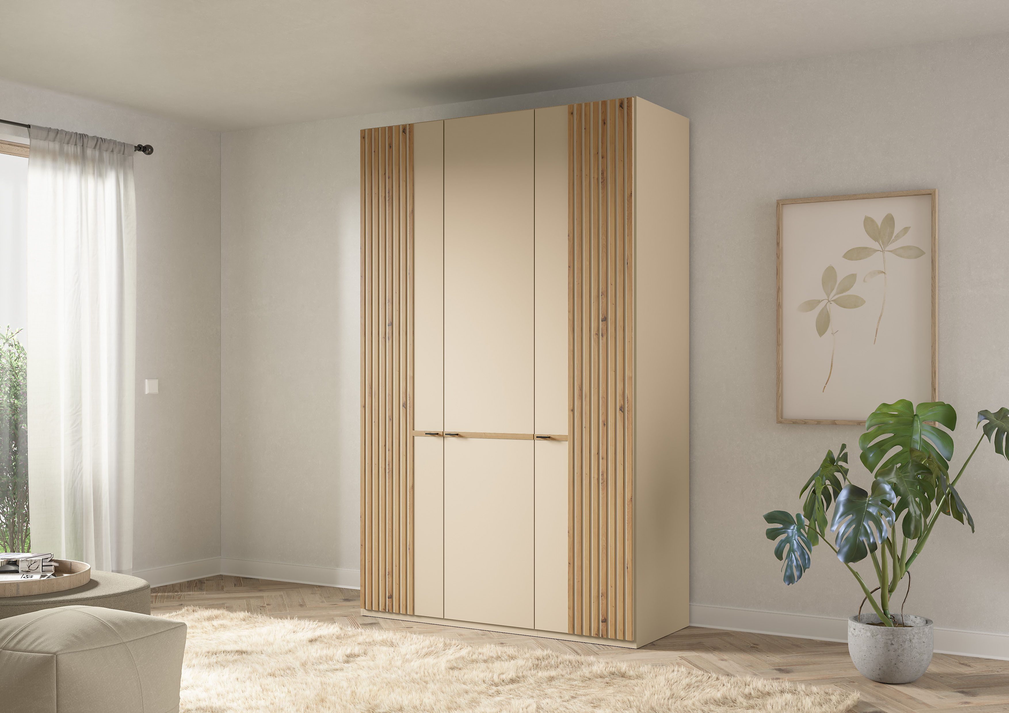 Musterring Kleiderschrank Isabelle Lamellen in Eiche, Griffe in schwarz, verschiedene Größen und Farben