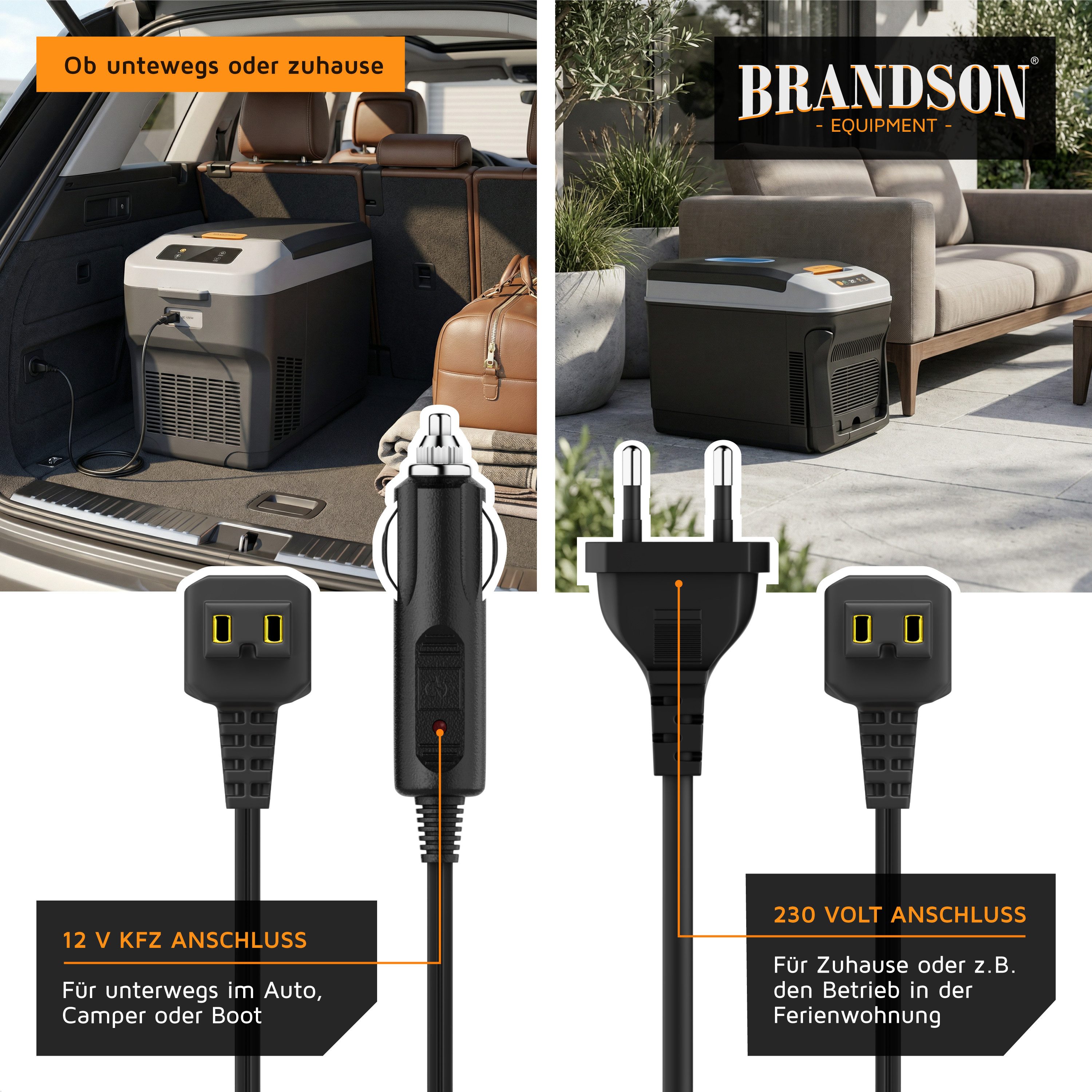 Brandson Elektrische Kühlbox Kompressor Kühlbox, bis – 22°C, ECO Modus, 27 L, für Auto & Camping, 27 l, 12–24 V Auto, 230 V Haus, Batteriewächter, zwei Fächer – Bild 4 von 5