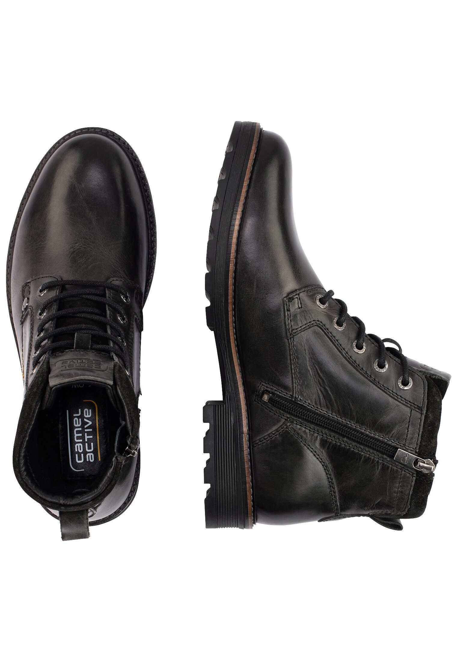 camel active Boots brushed Nappa SCHWARZ Schnürboots günstig online kaufen