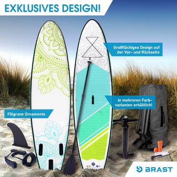 BRAST SUP-Board Aufblasbares Stand up Paddle Set für Frauen viele Modelle, (300x76x15cm), incl. Zubehör, 5 Jahre Garantie, Fußschlaufe Paddel Pumpe Rucksack